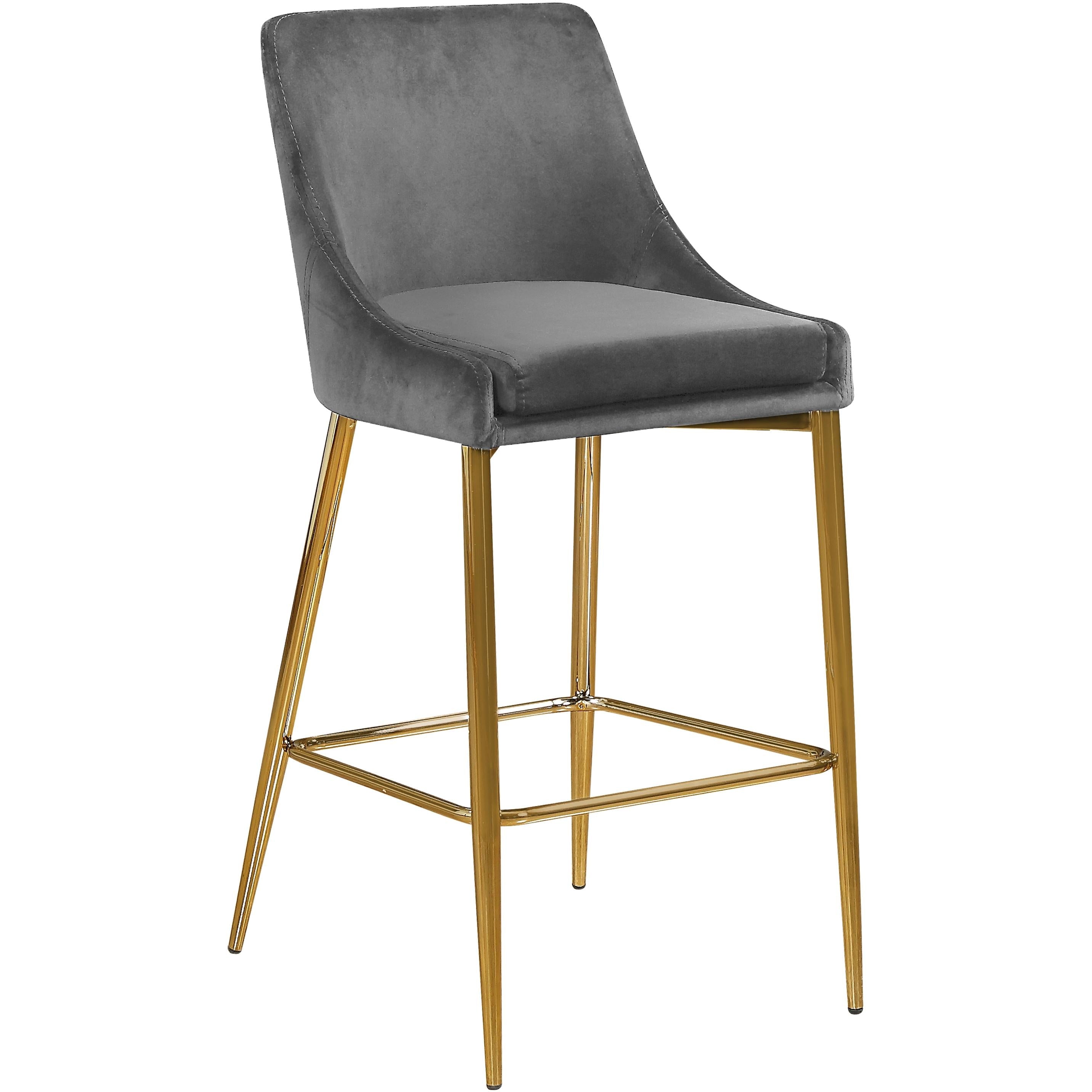 Meridian Karina Grey Velvet Stool