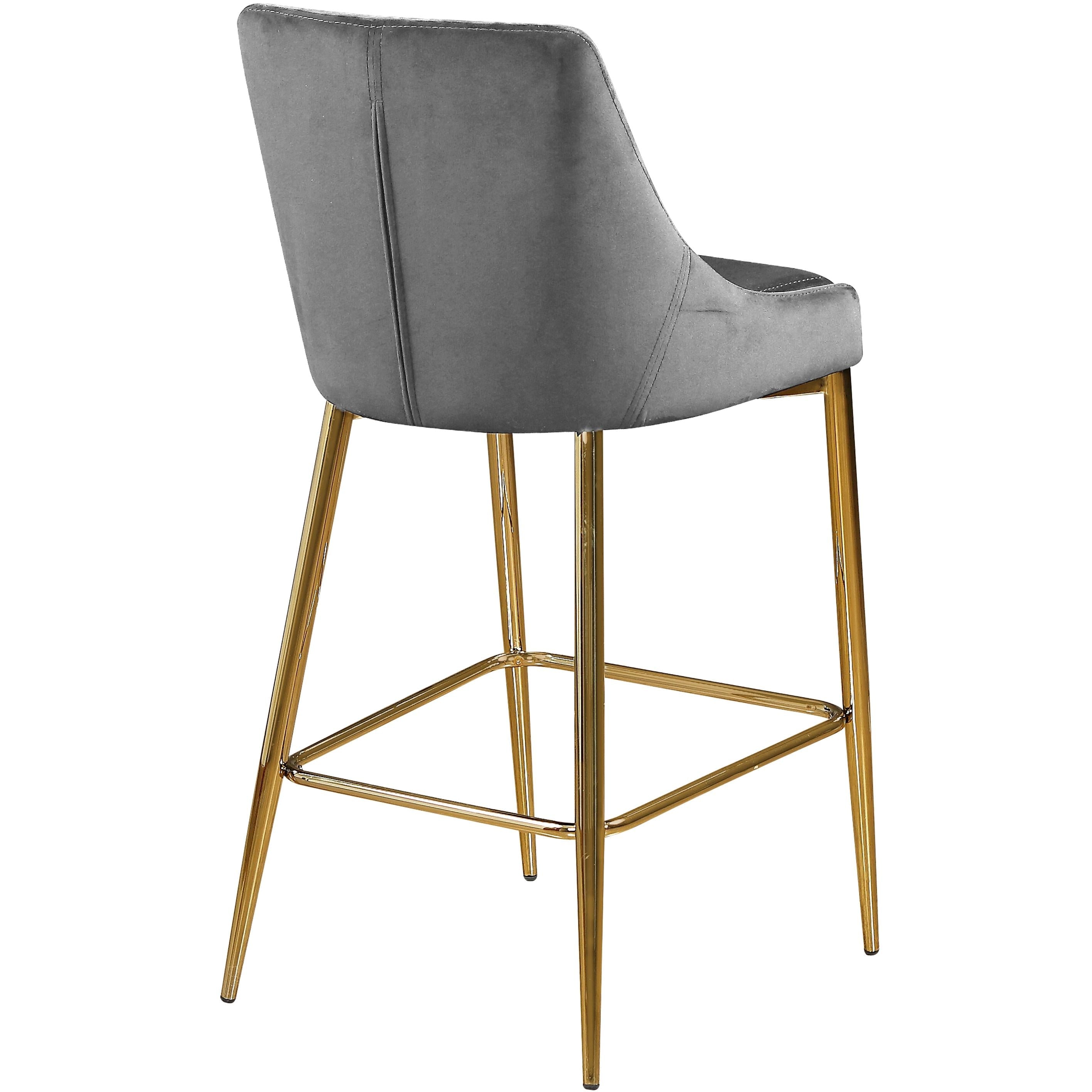 Meridian Karina Grey Velvet Stool