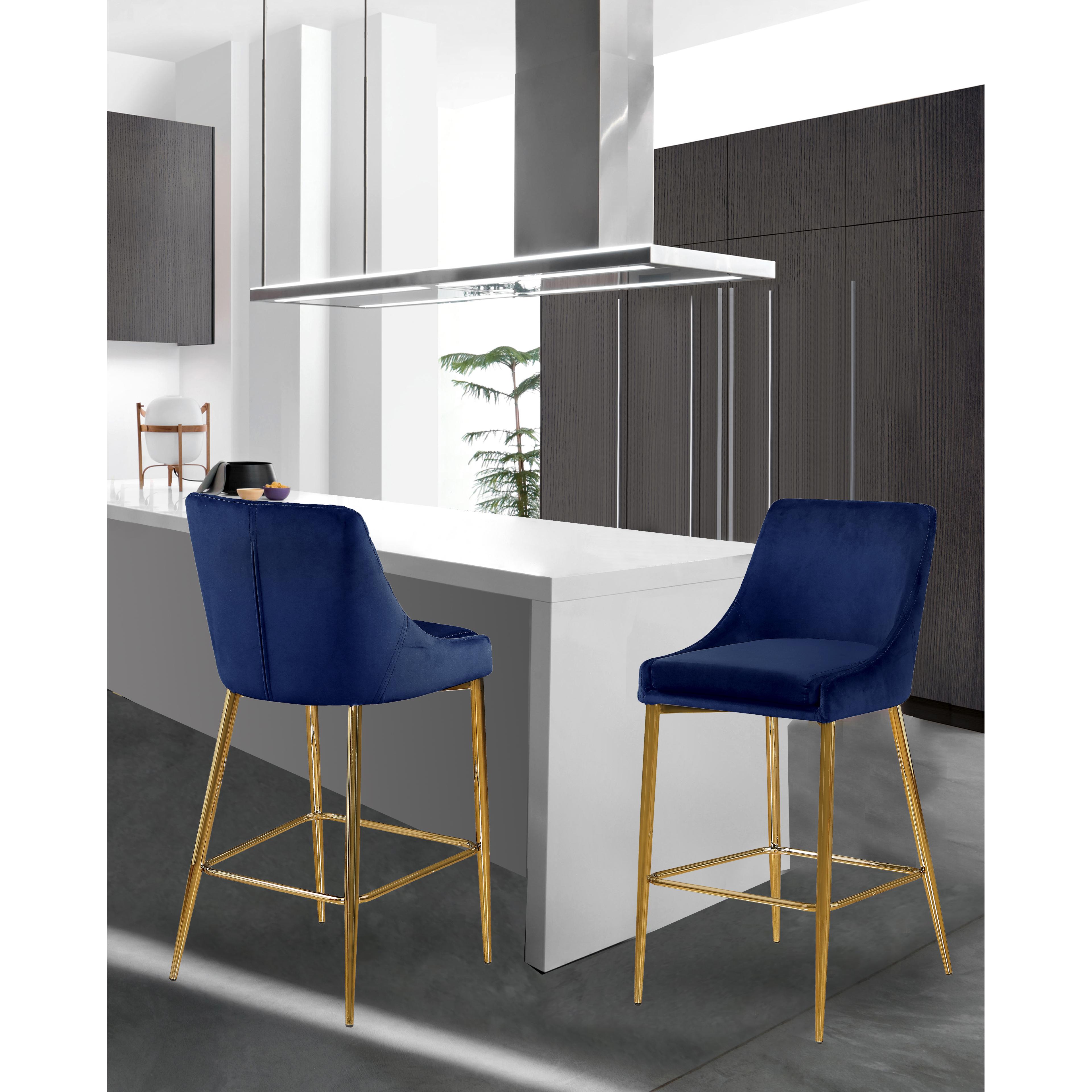 Meridian Karina Navy Velvet Stool