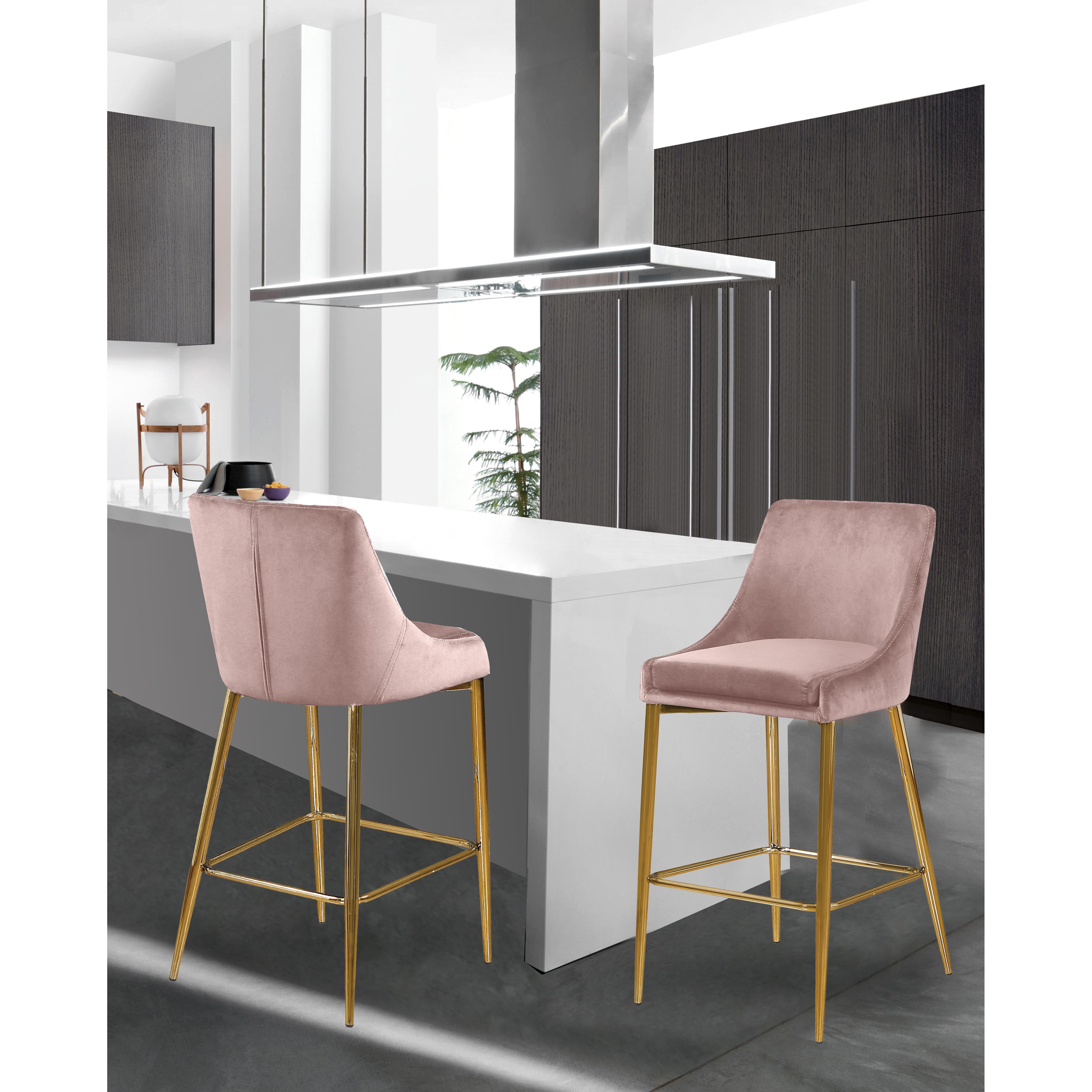Meridian Karina Pink Velvet Stool