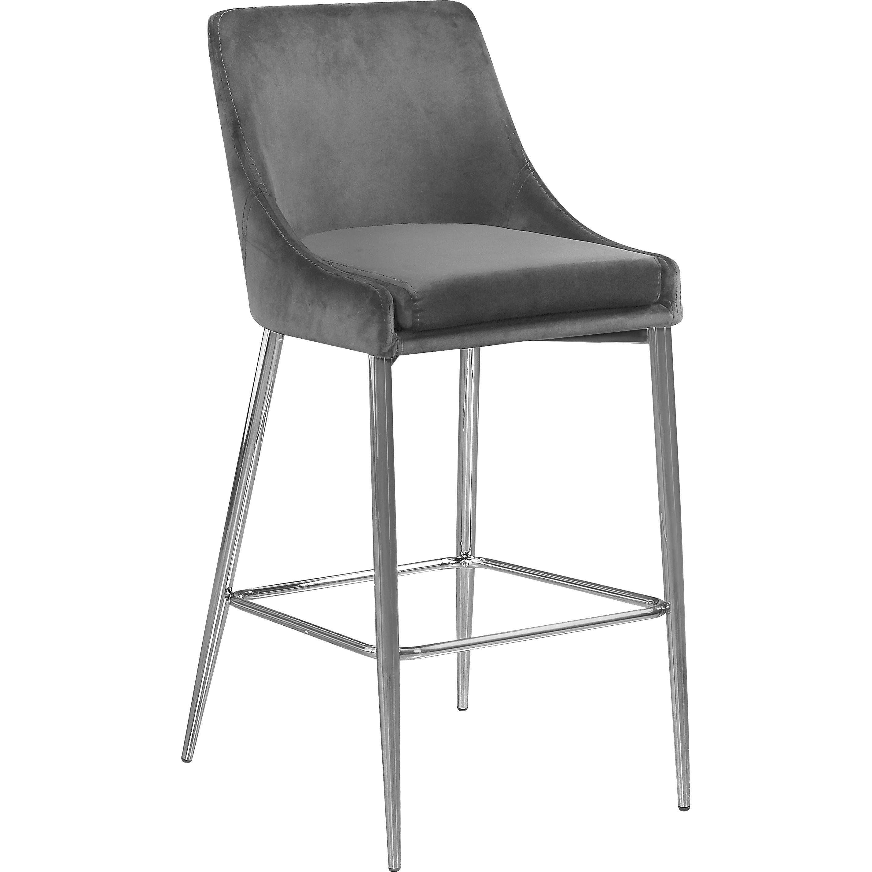 Meridian Karina Grey Velvet Stool