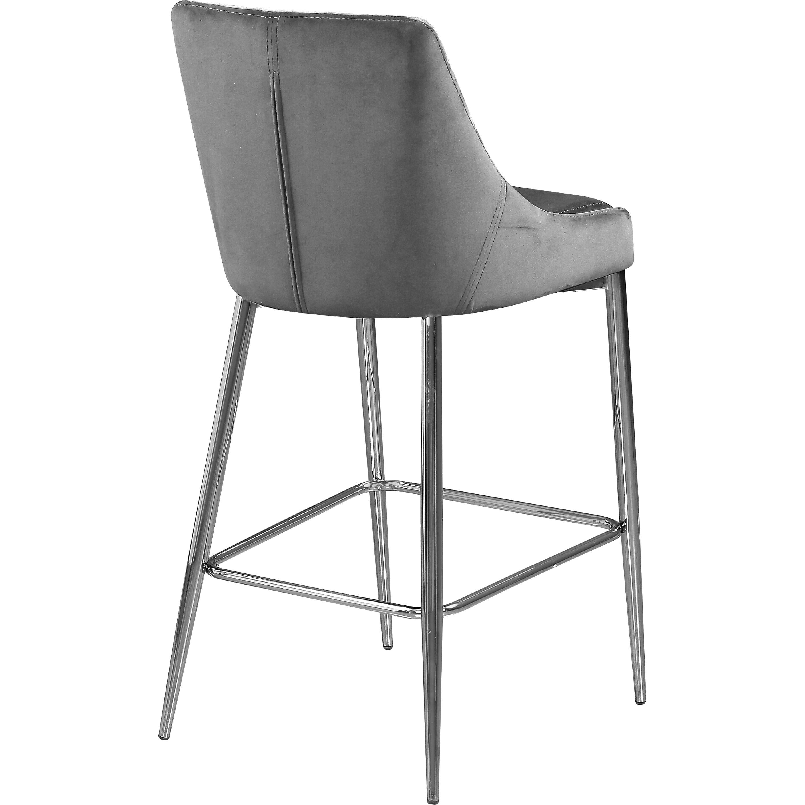 Meridian Karina Grey Velvet Stool