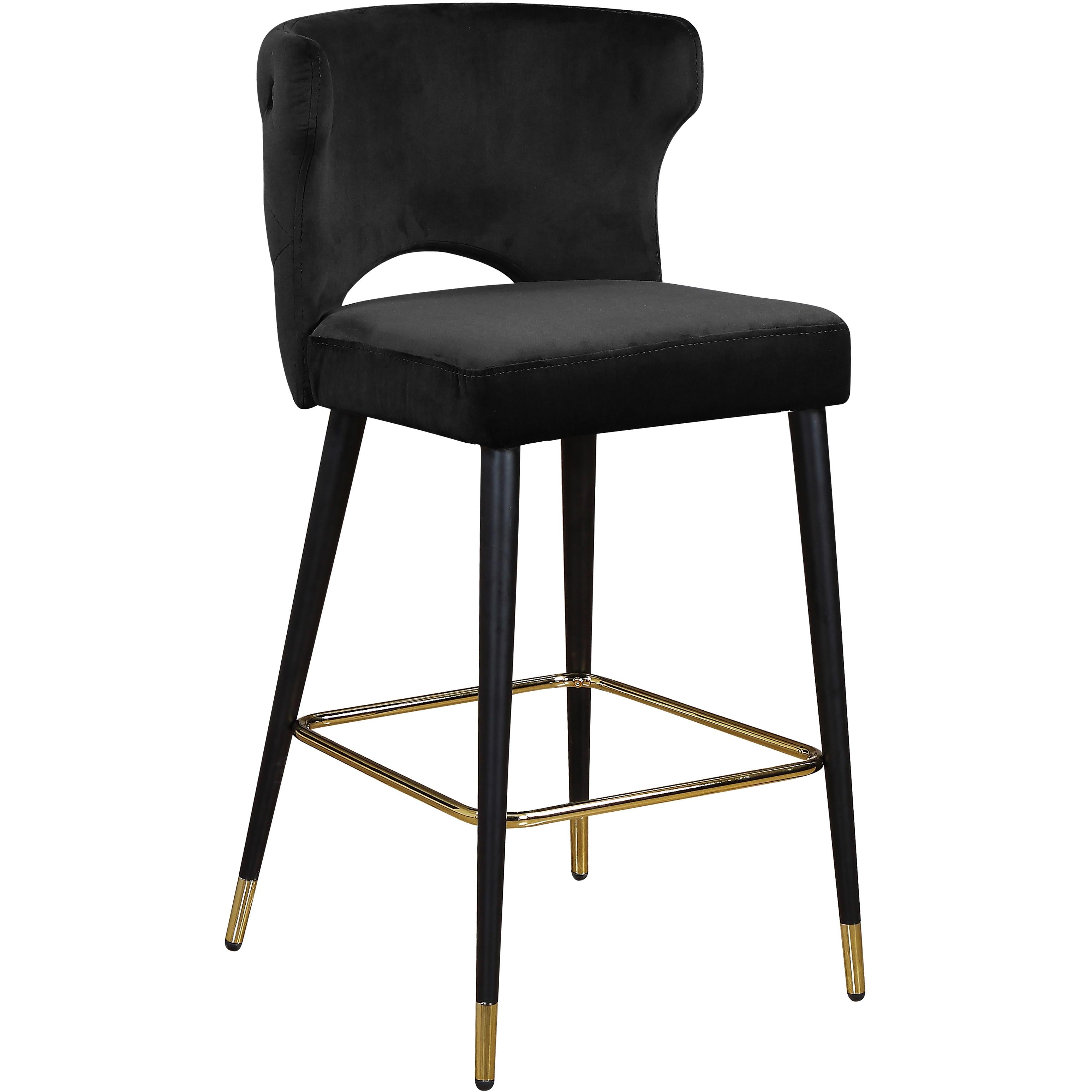 Meridian Kelly Black Velvet Stool