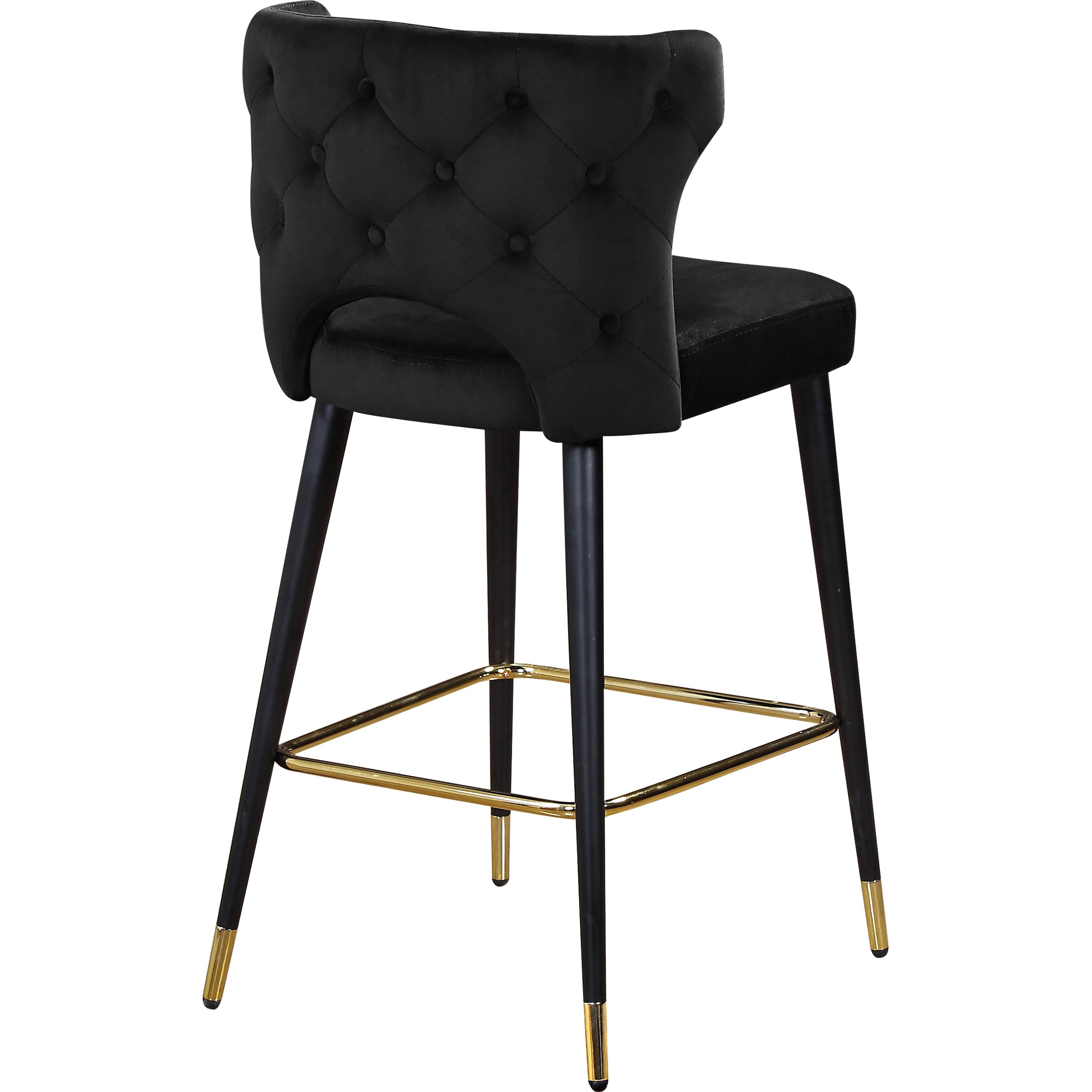 Meridian Kelly Black Velvet Stool