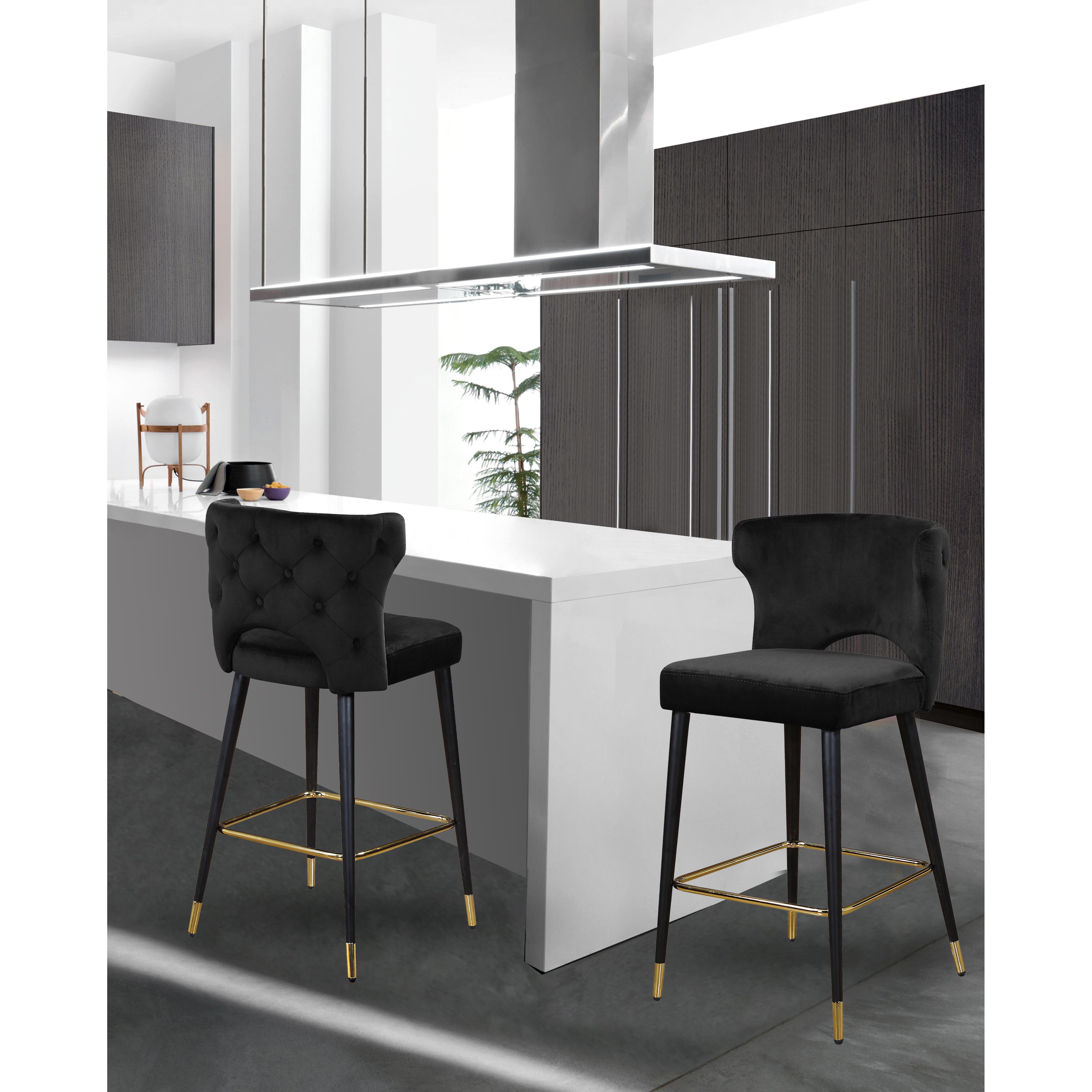 Meridian Kelly Black Velvet Stool