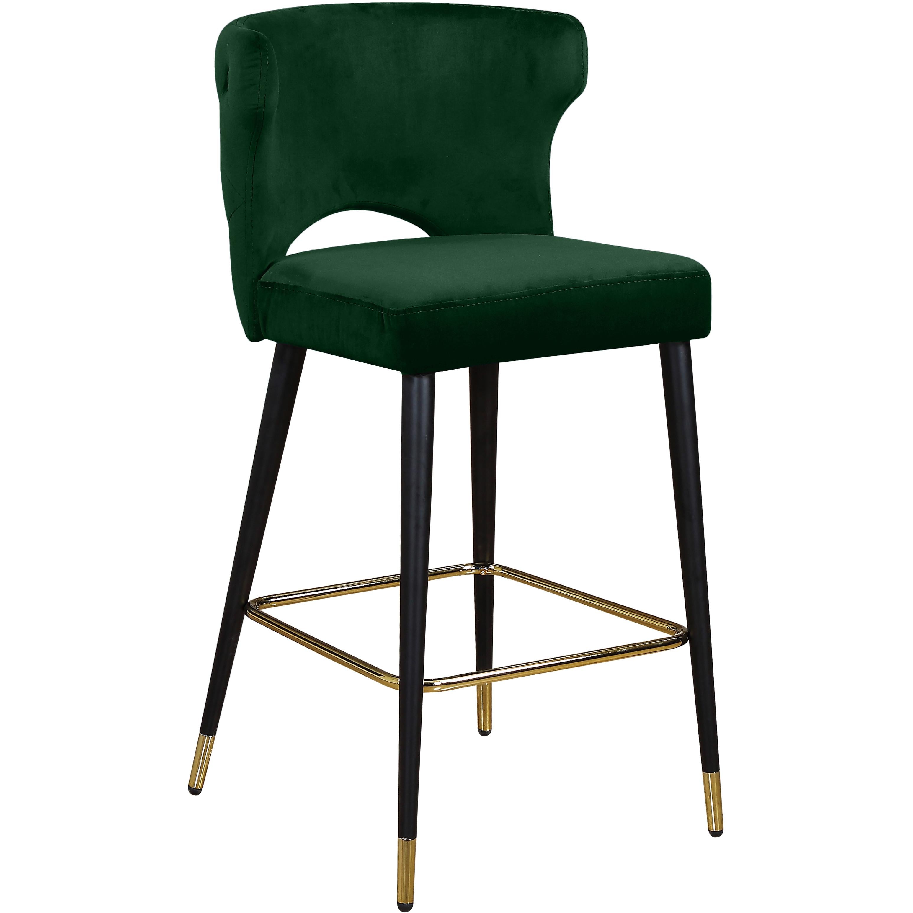 Meridian Kelly Green Velvet Stool
