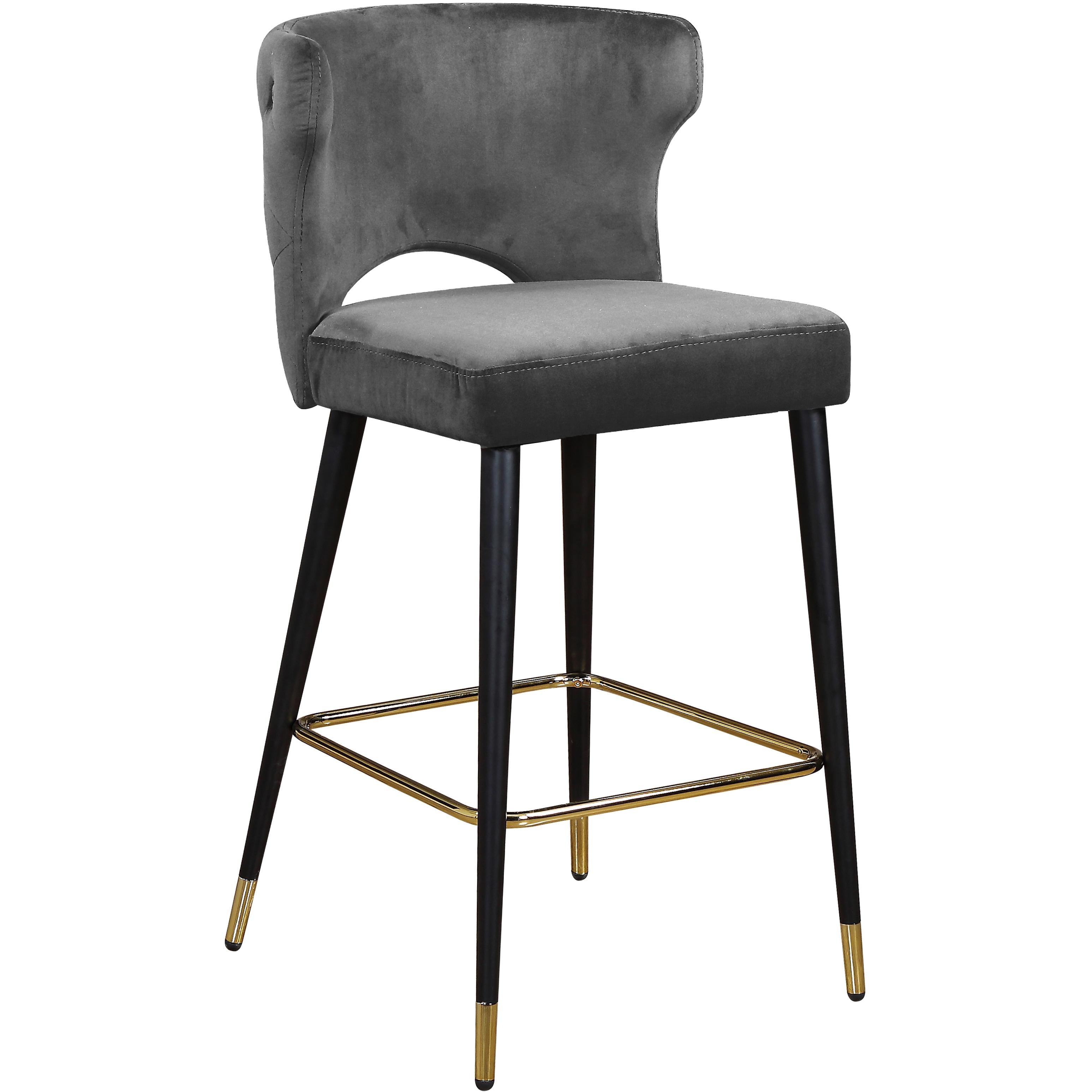 Meridian Kelly Grey Velvet Stool