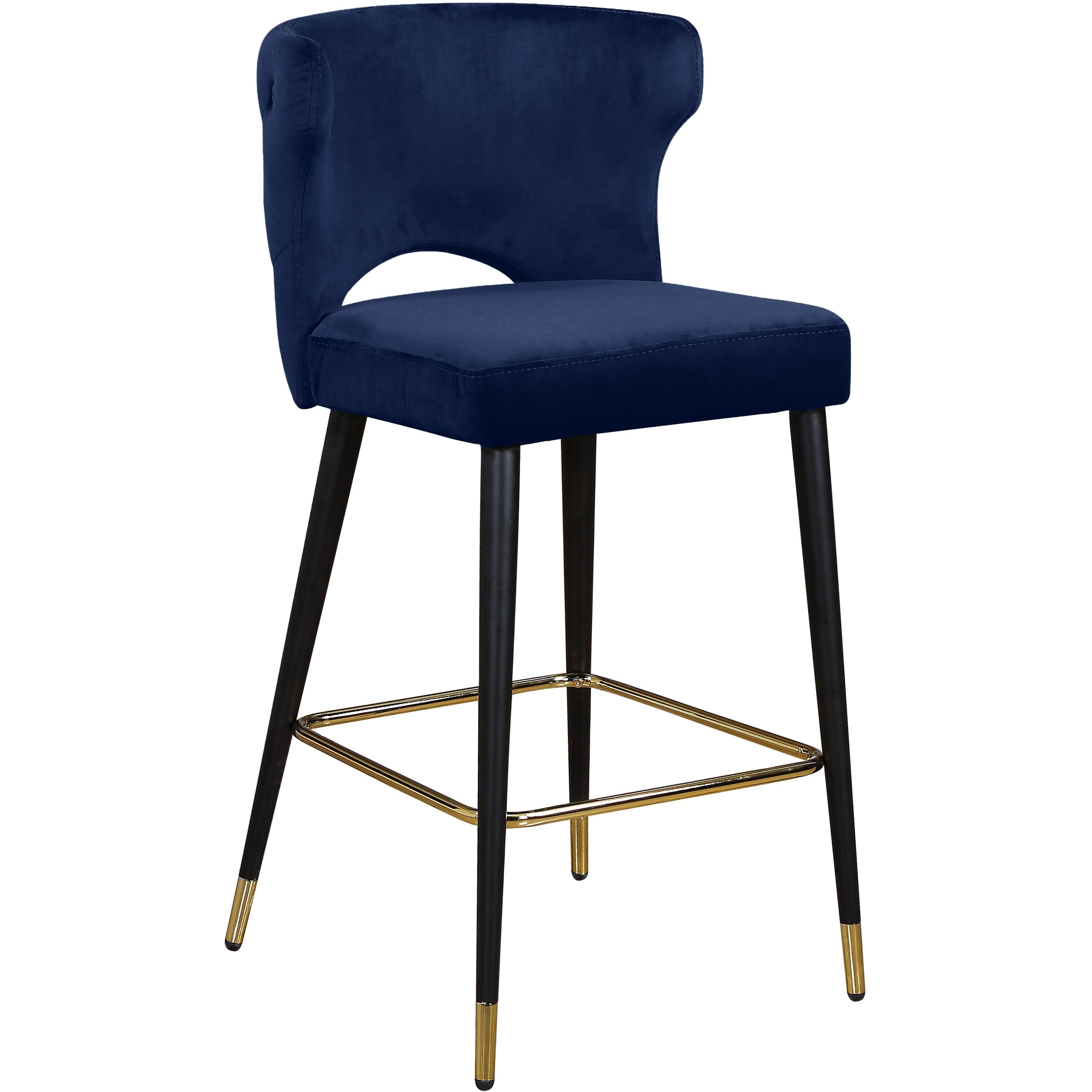 Meridian Kelly Navy Velvet Stool
