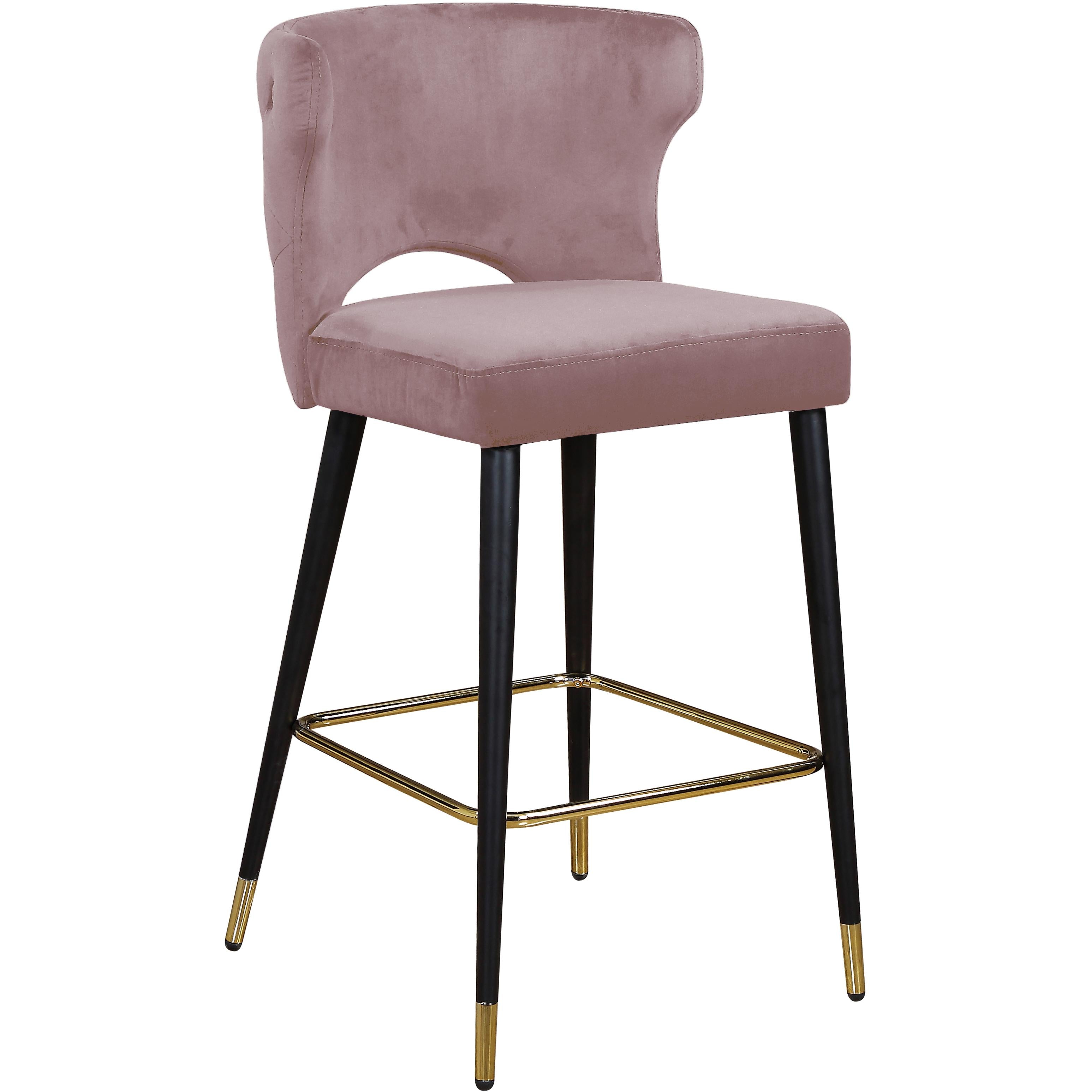Meridian Kelly Pink Velvet Stool