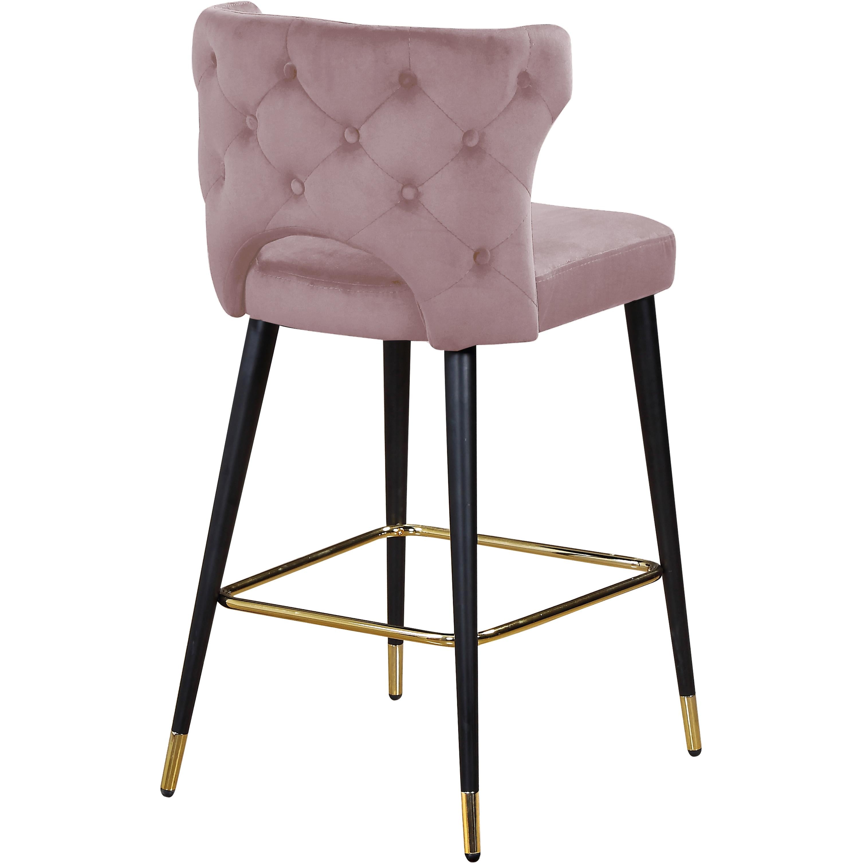 Meridian Kelly Pink Velvet Stool