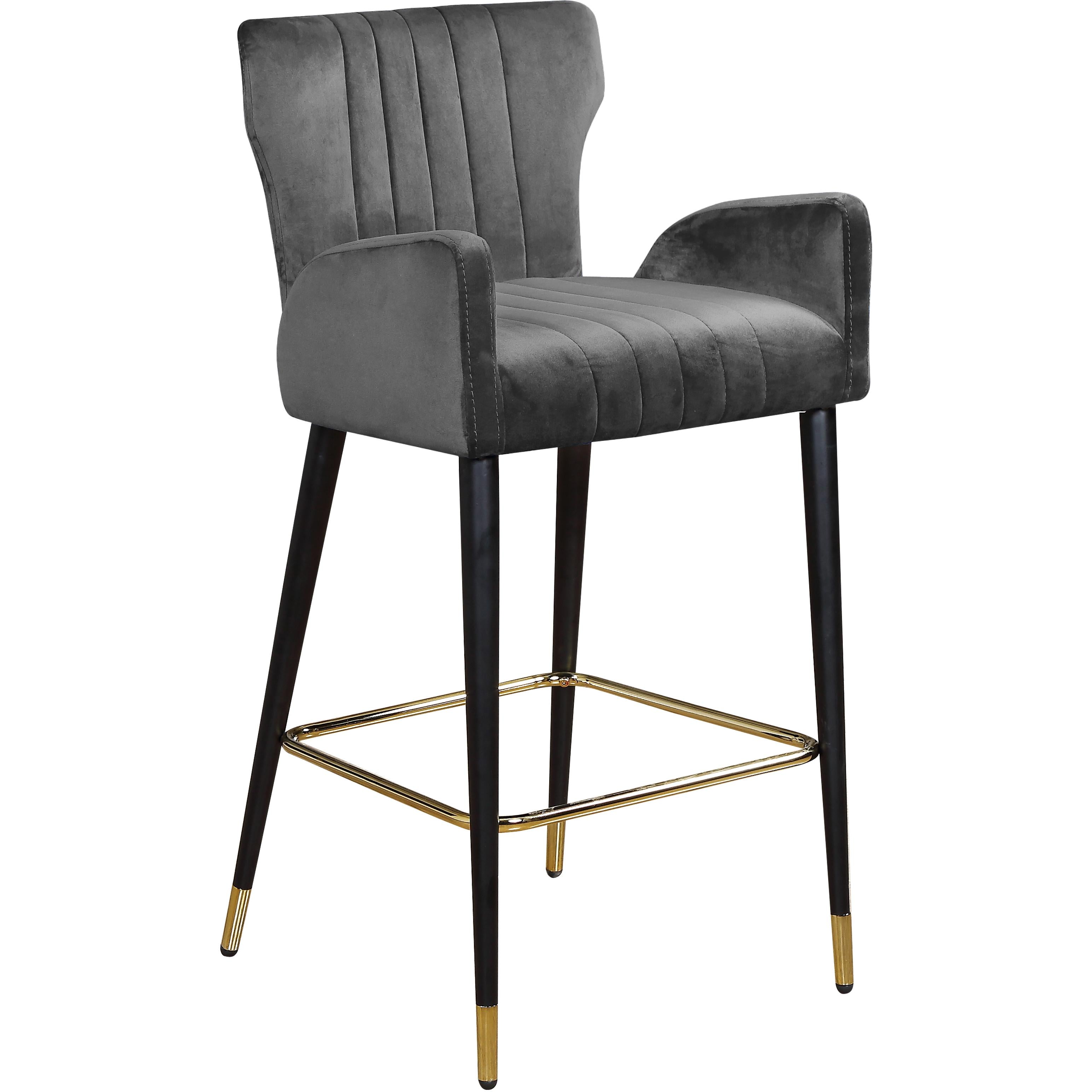 Meridian Luxe Grey Velvet Stool