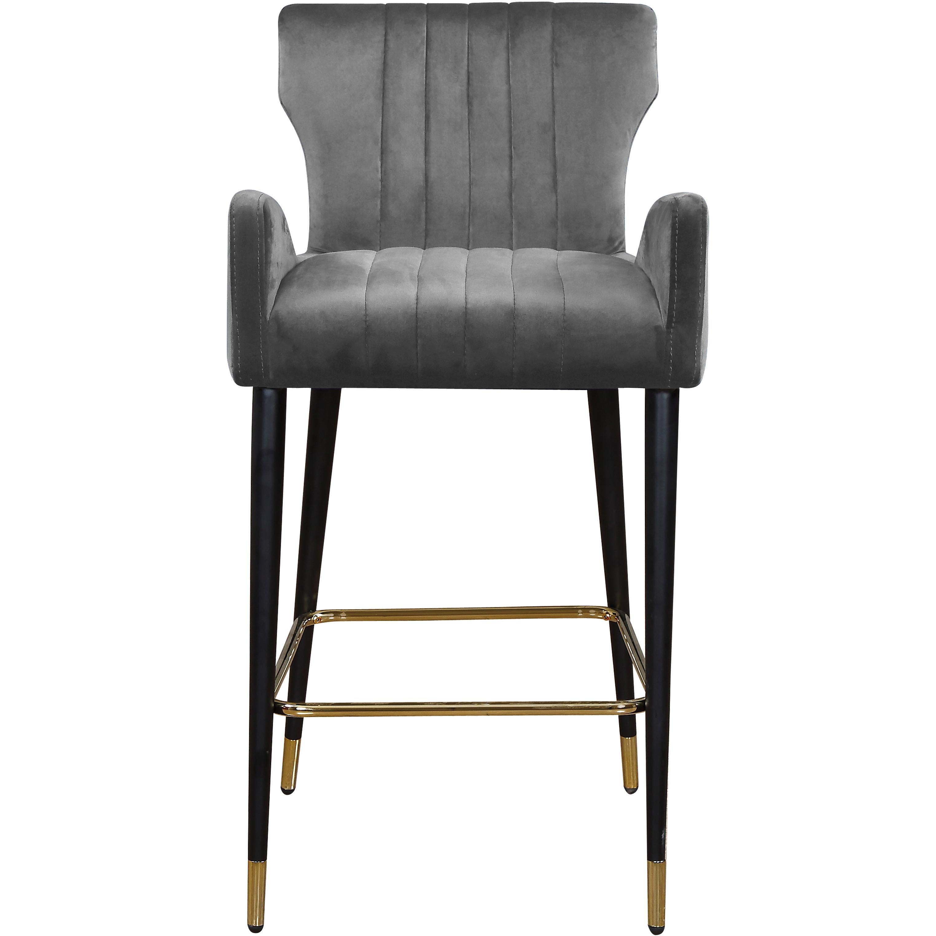 Meridian Luxe Grey Velvet Stool