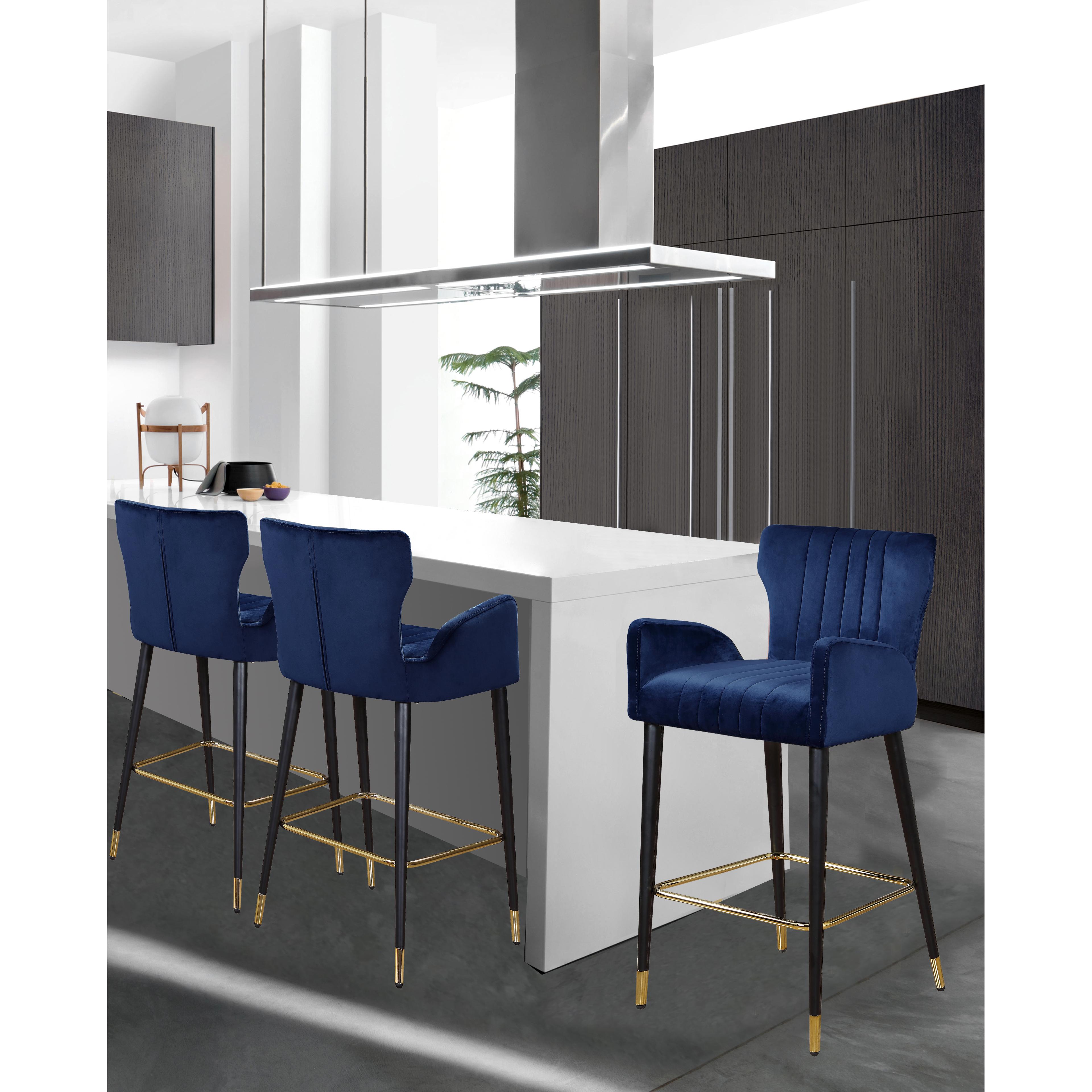 Meridian Luxe Navy Velvet Stool
