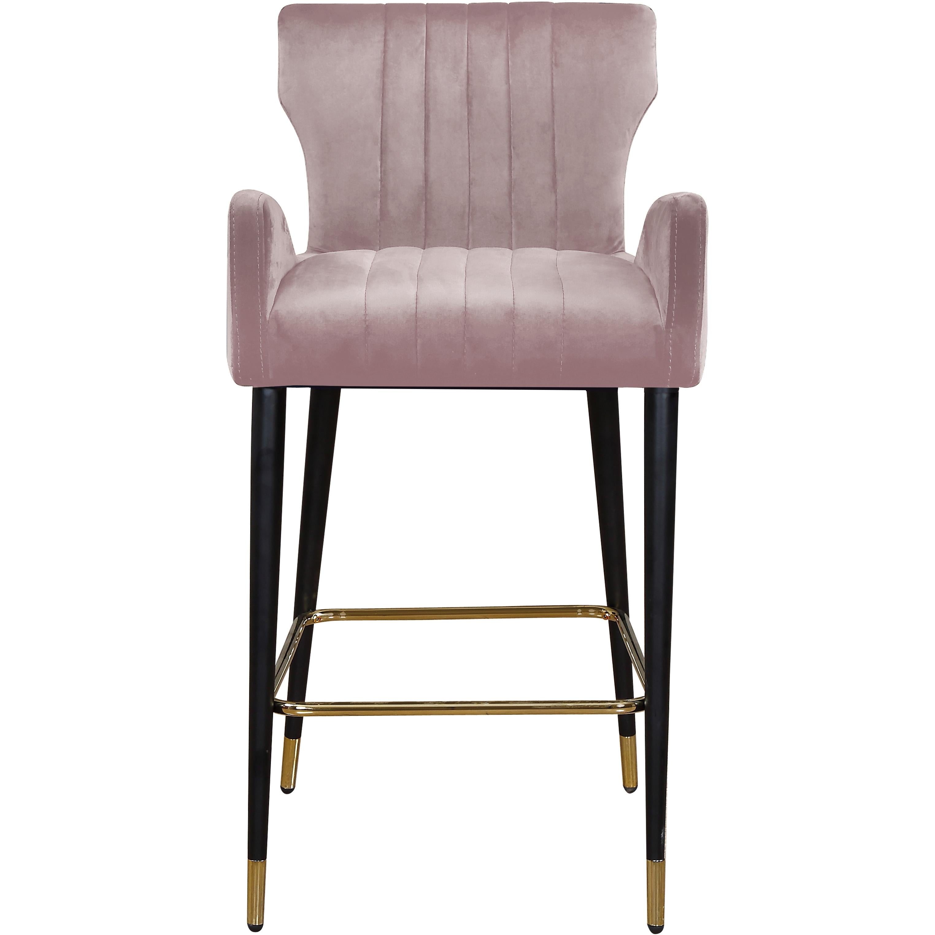 Meridian Luxe Pink Velvet Stool
