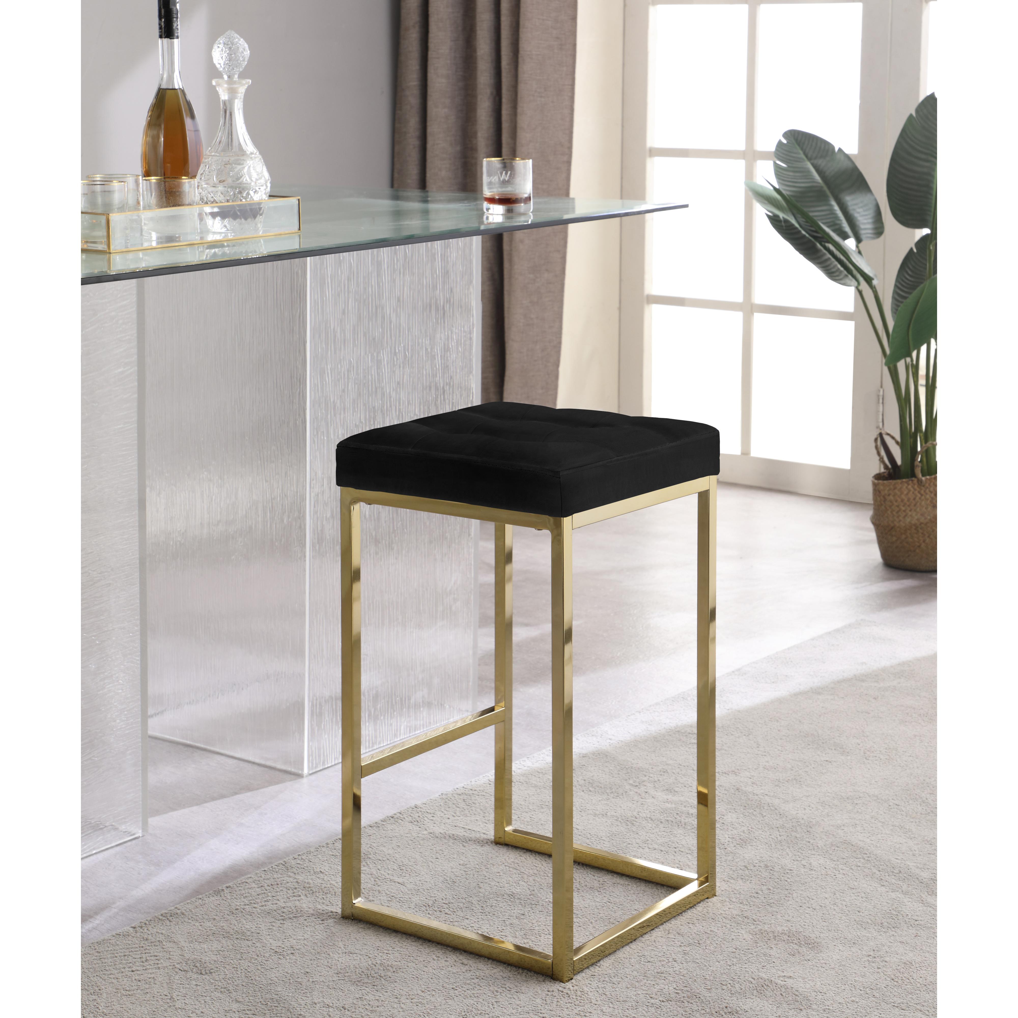 Meridian Nicola Black Velvet Stool