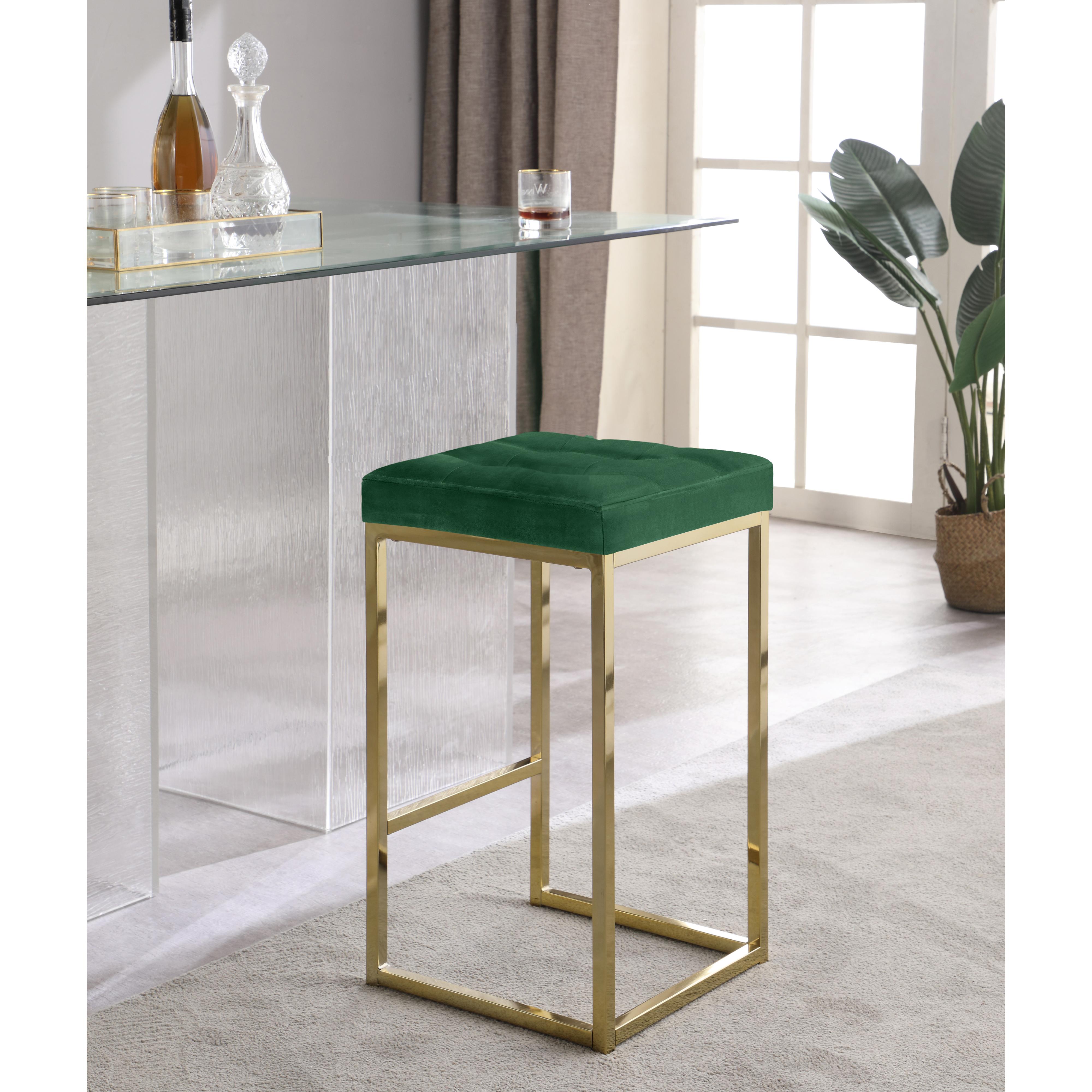 Meridian Nicola Green Velvet Stool