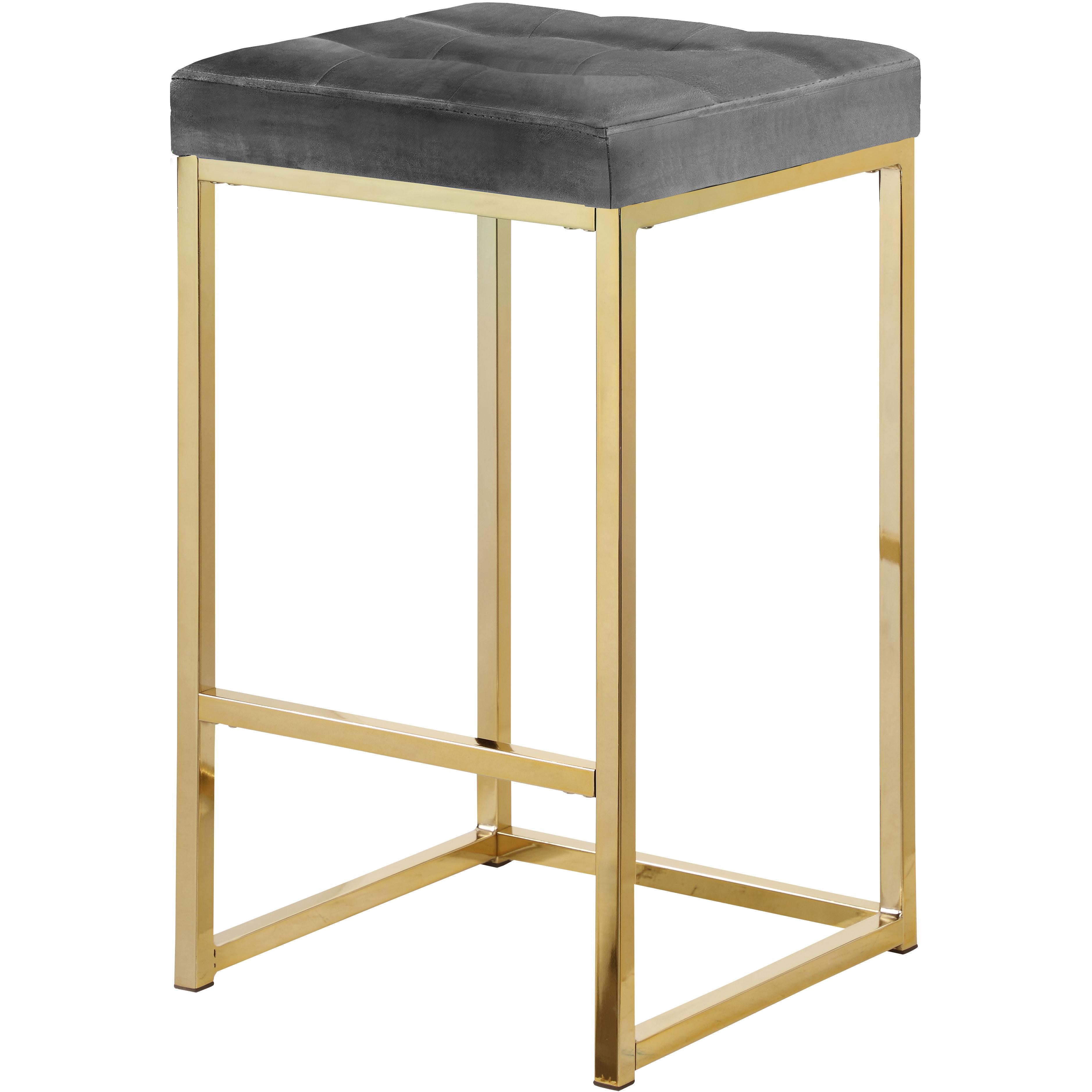 Meridian Nicola Grey Velvet Stool