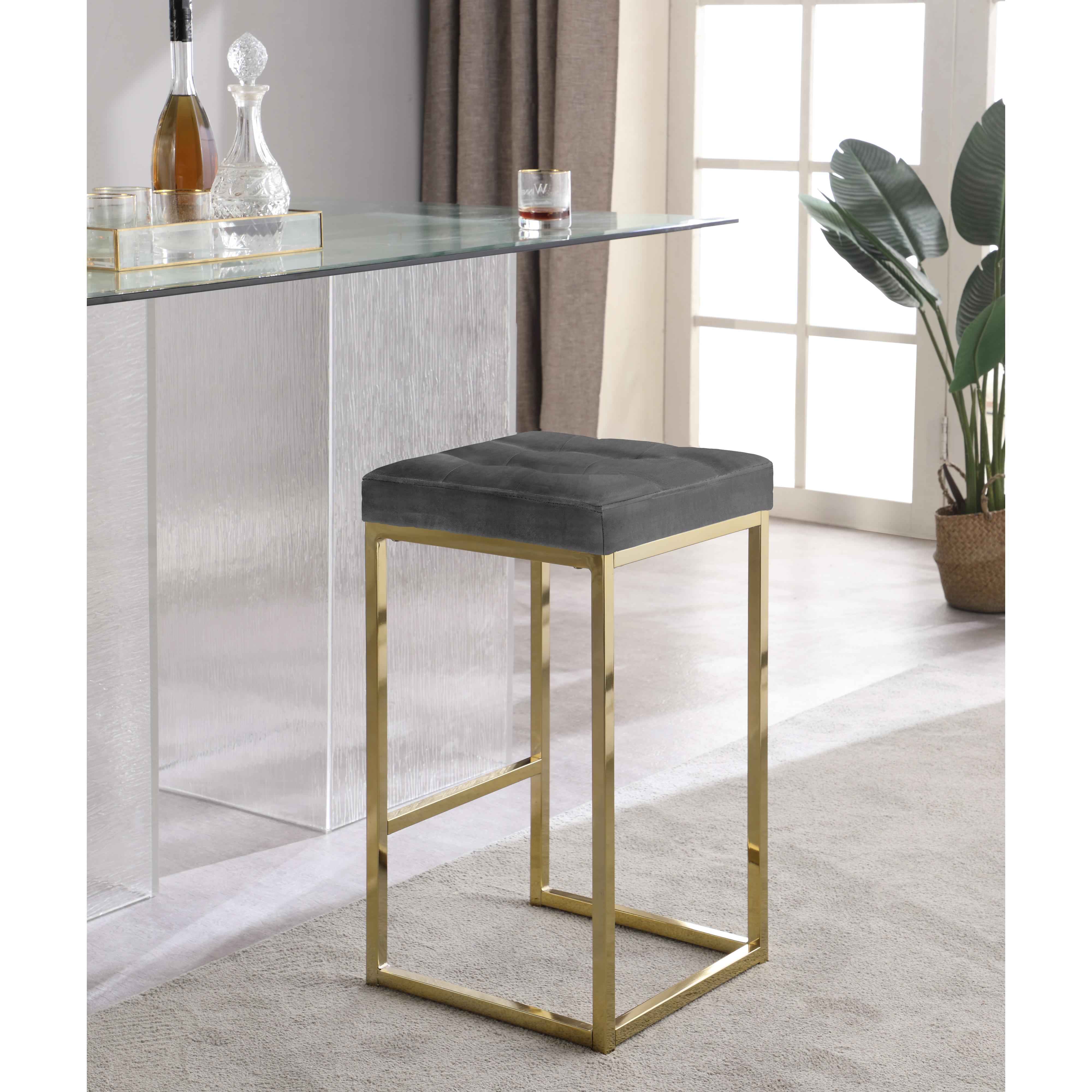 Meridian Nicola Grey Velvet Stool