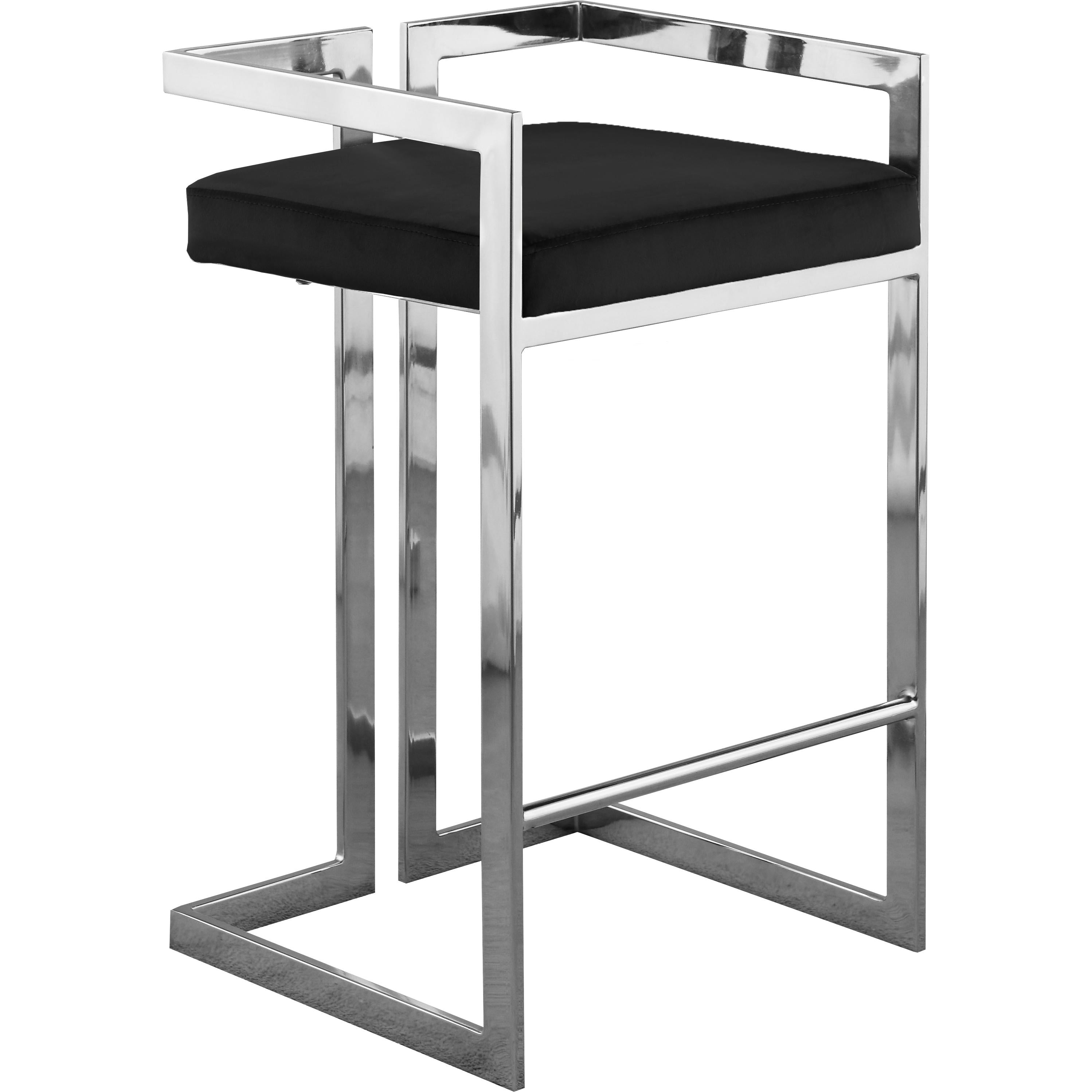 Meridian Ezra Black Velvet Stool