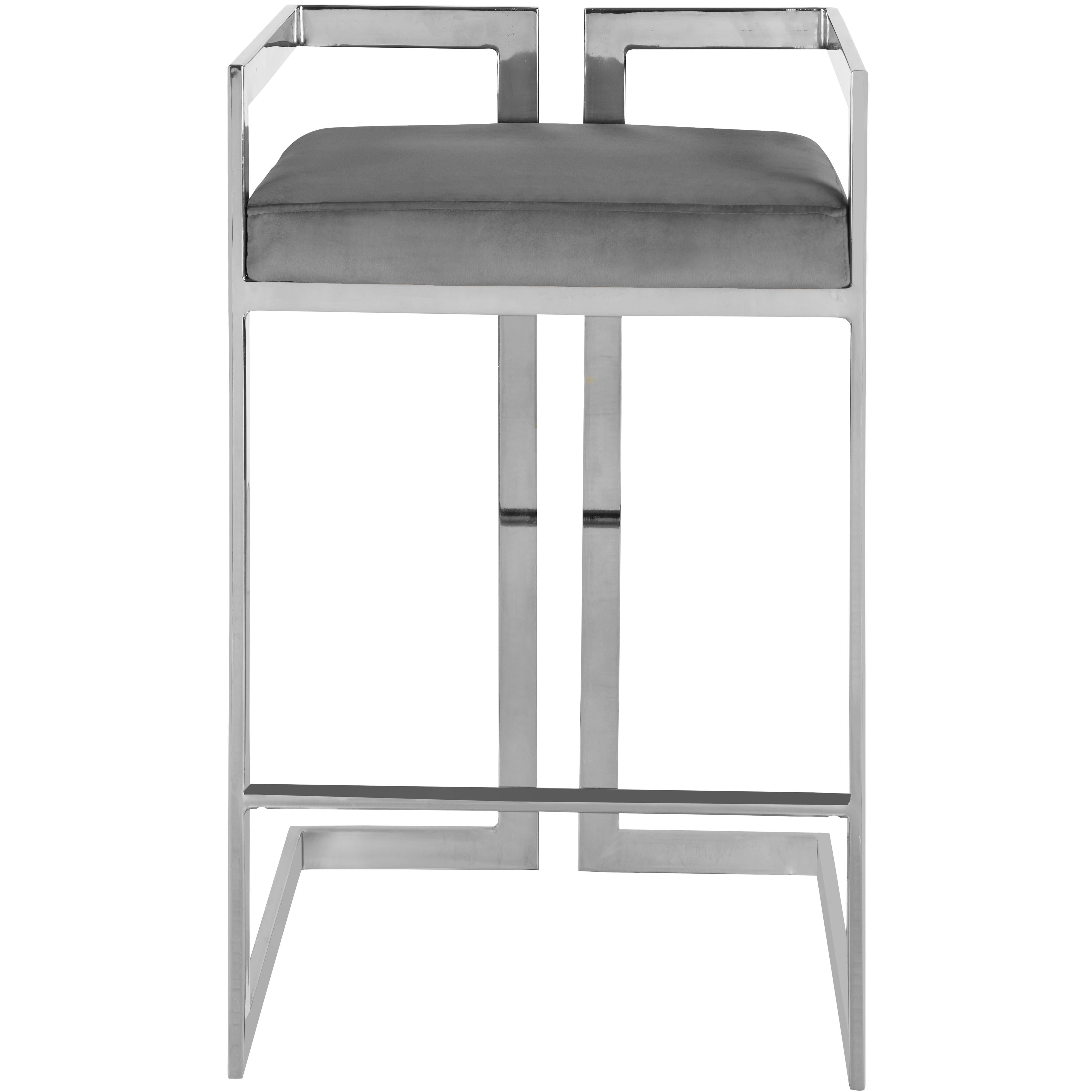 Meridian Ezra Grey Velvet Stool