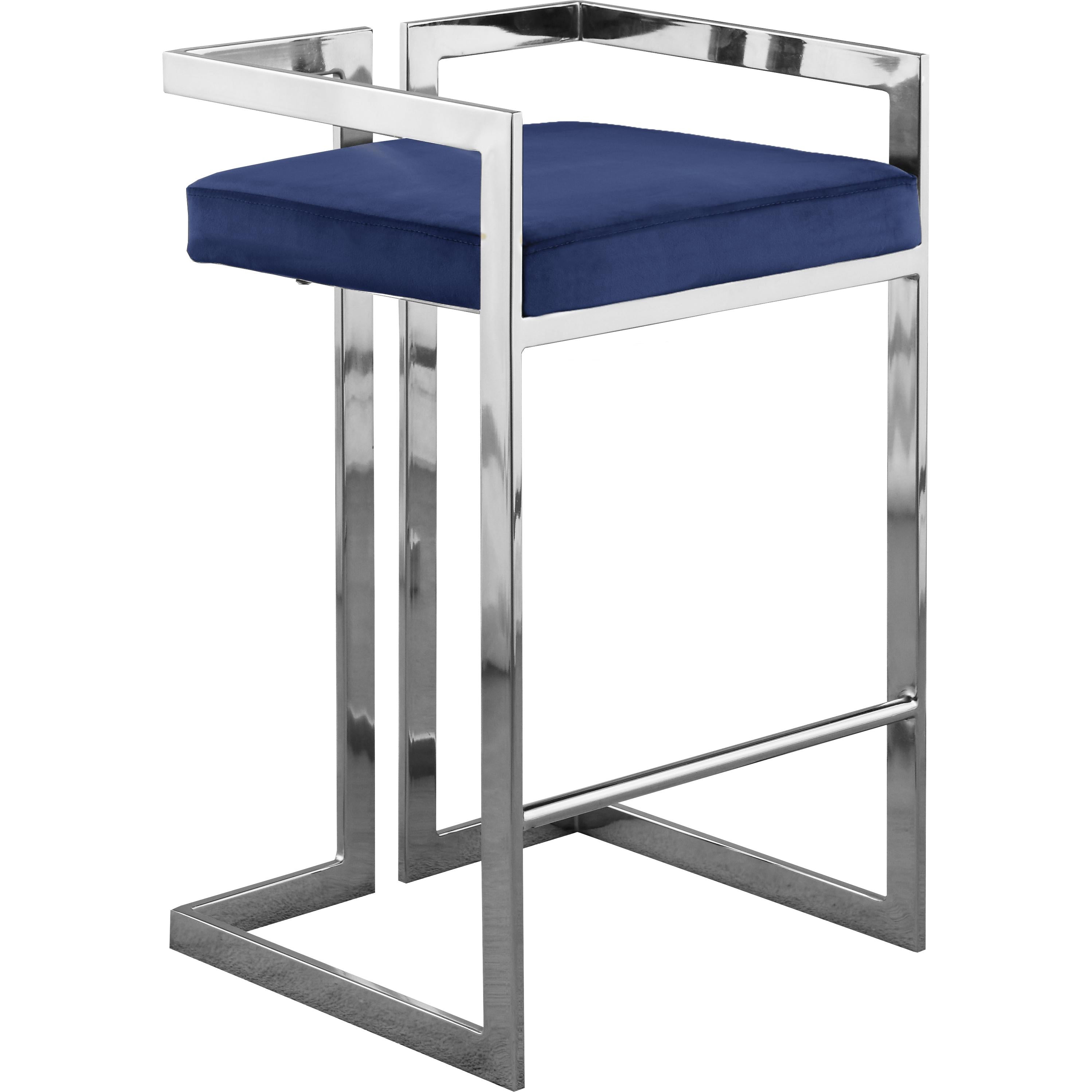 Meridian Ezra Navy Velvet Stool