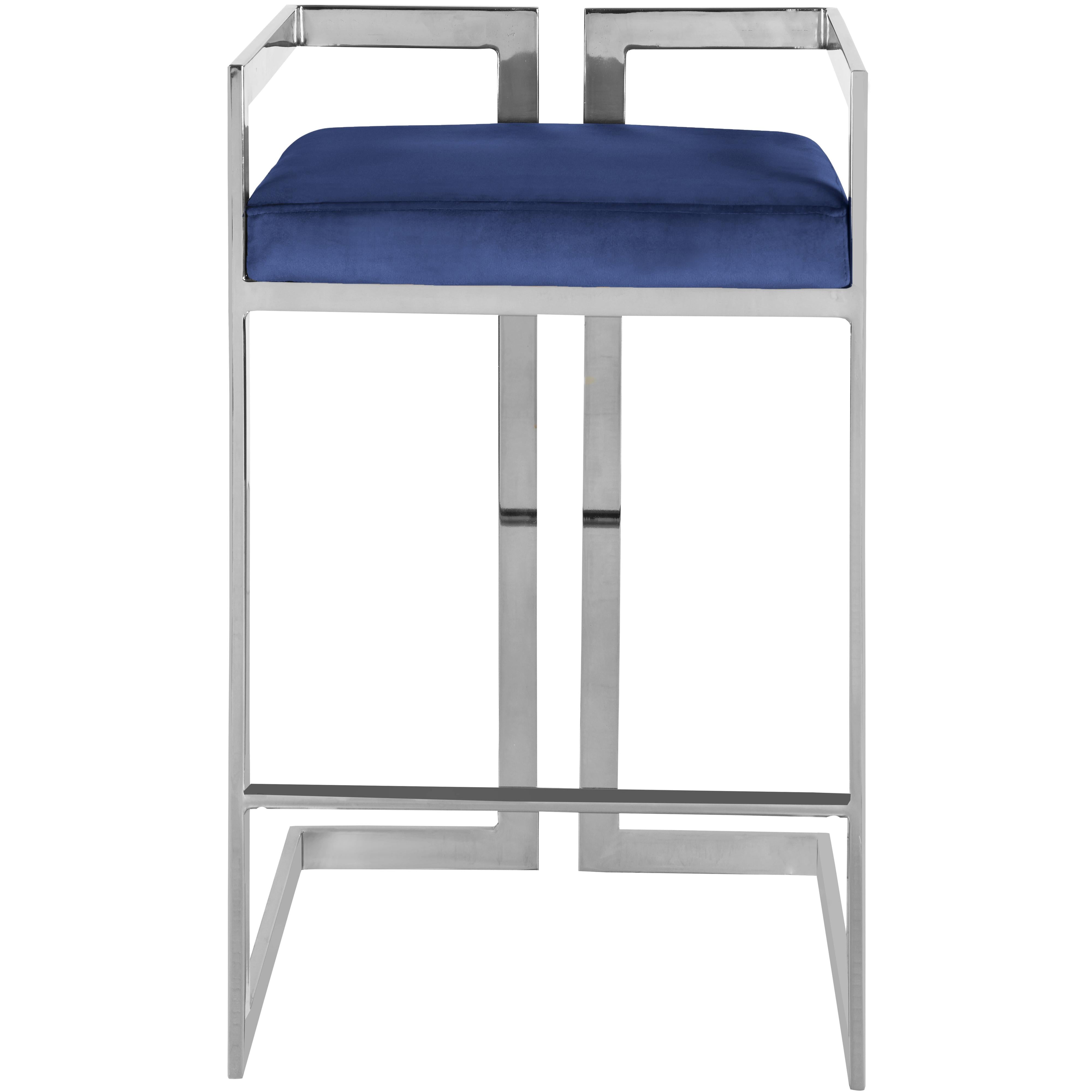 Meridian Ezra Navy Velvet Stool