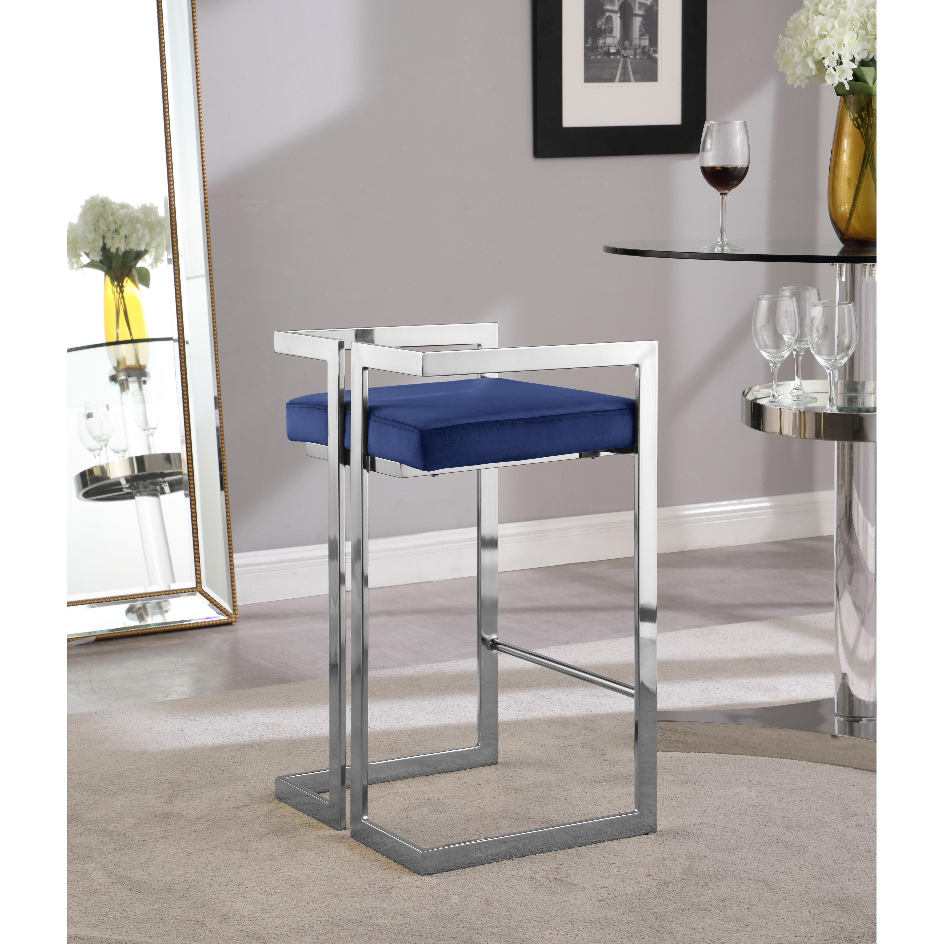 Meridian Ezra Navy Velvet Stool