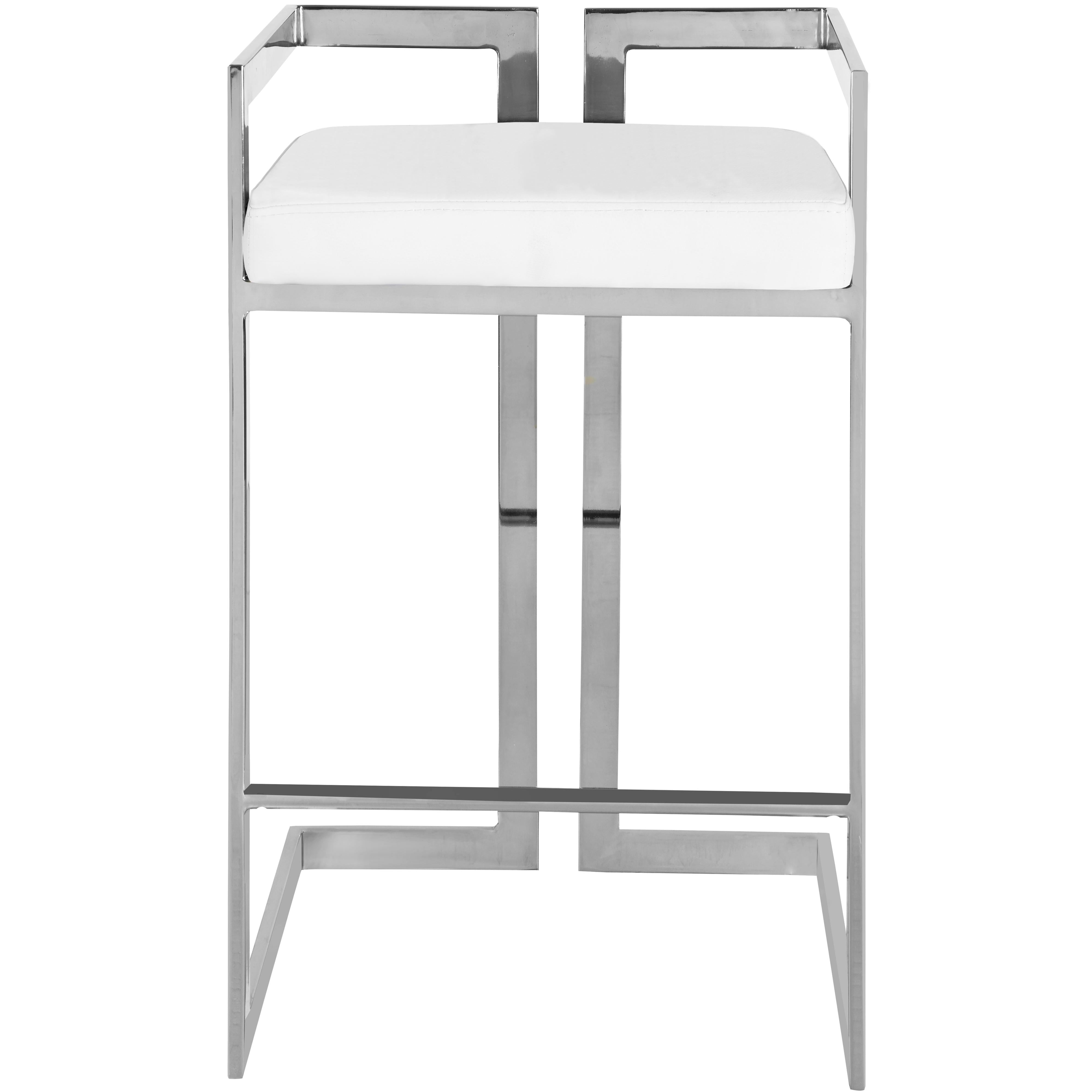 Meridian Ezra White Vegan Leather Stool