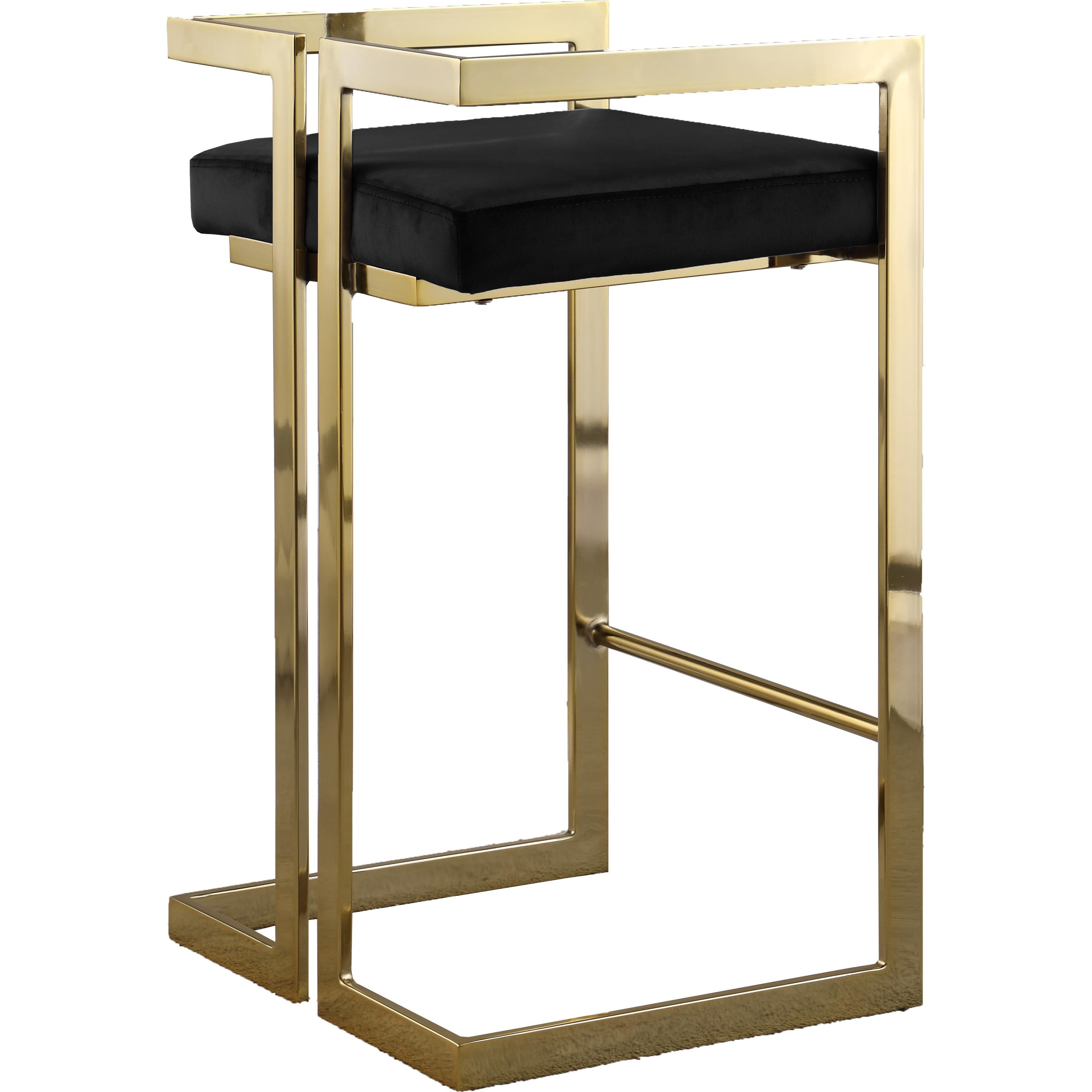 Meridian Ezra Black Velvet Stool