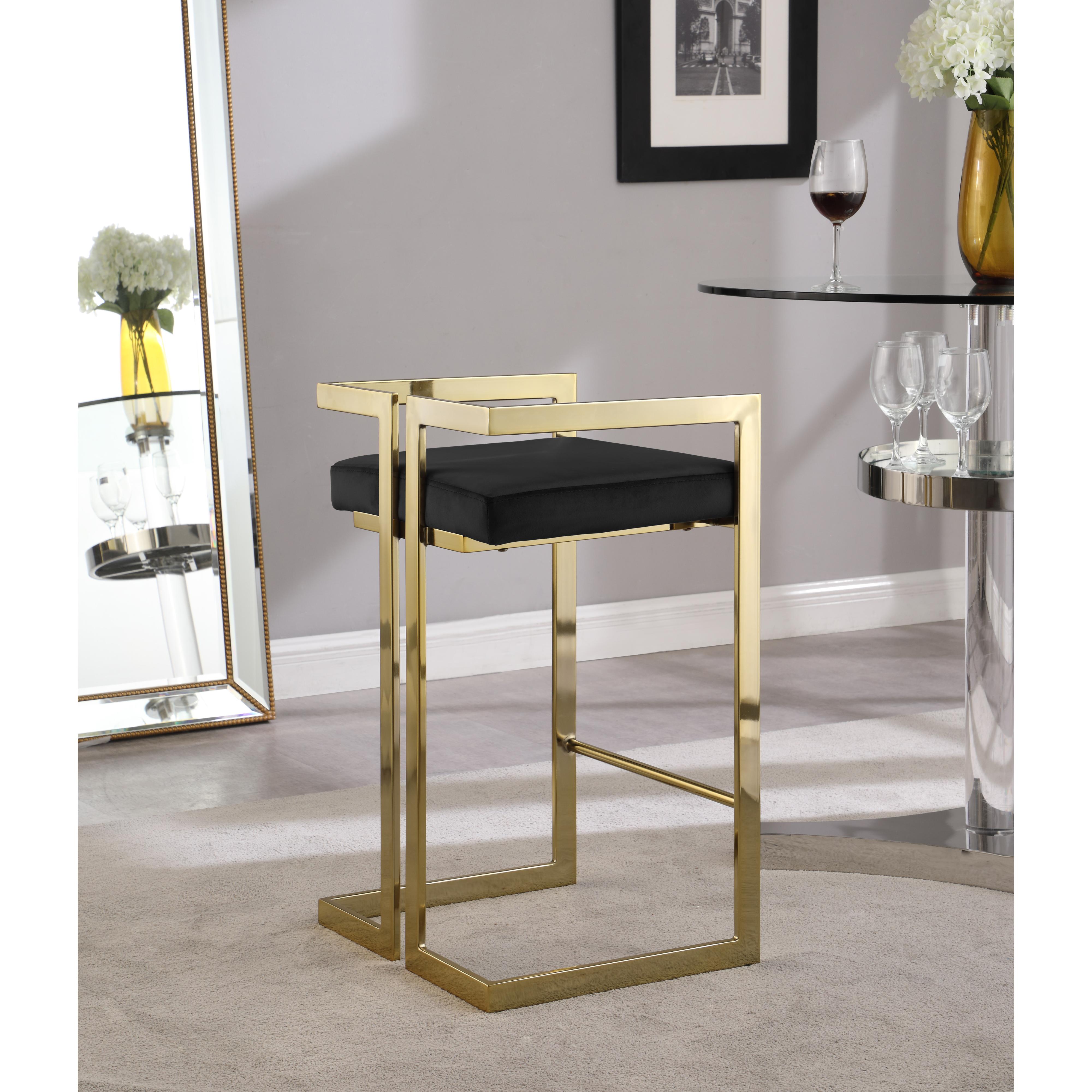 Meridian Ezra Black Velvet Stool