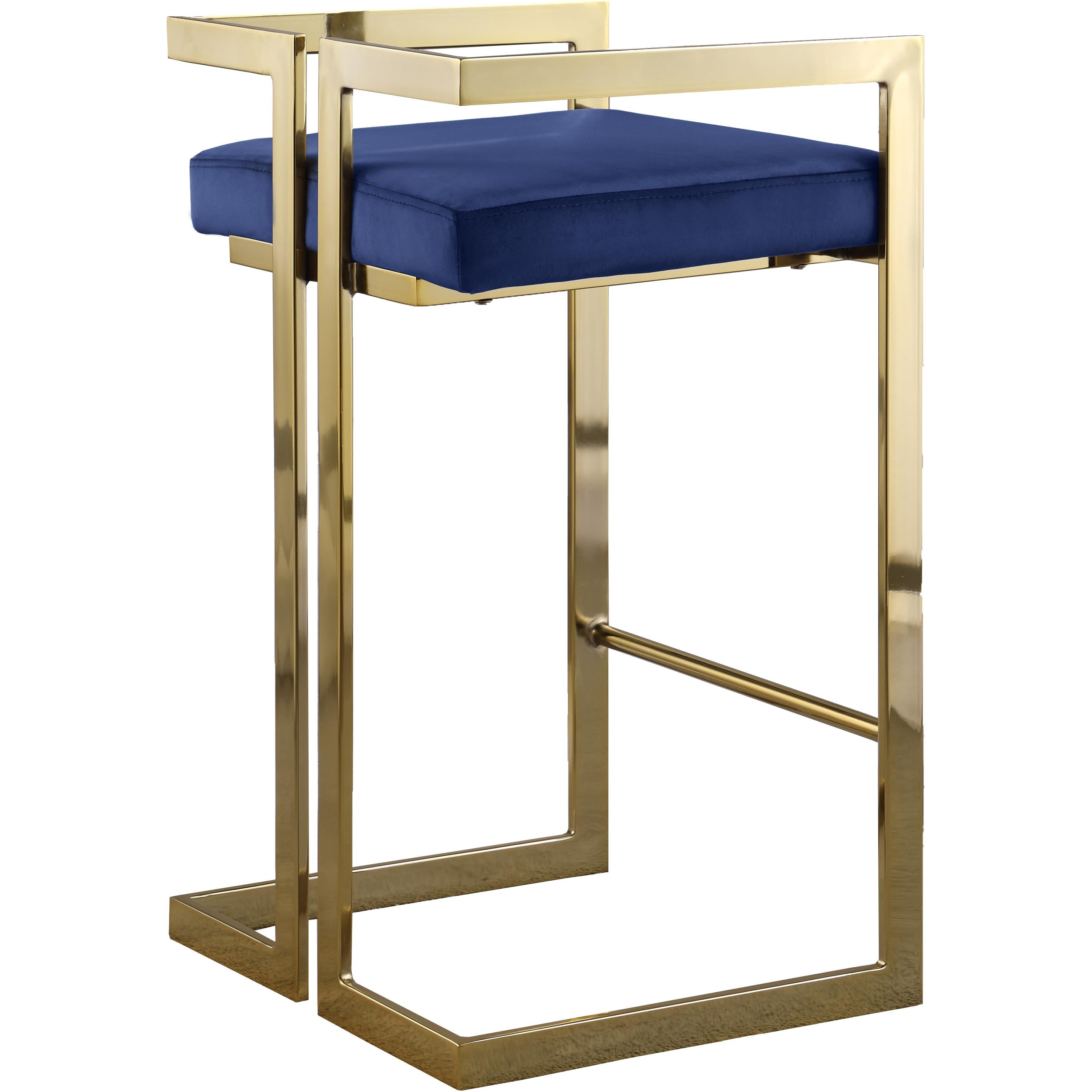 Meridian Ezra Navy Velvet Stool