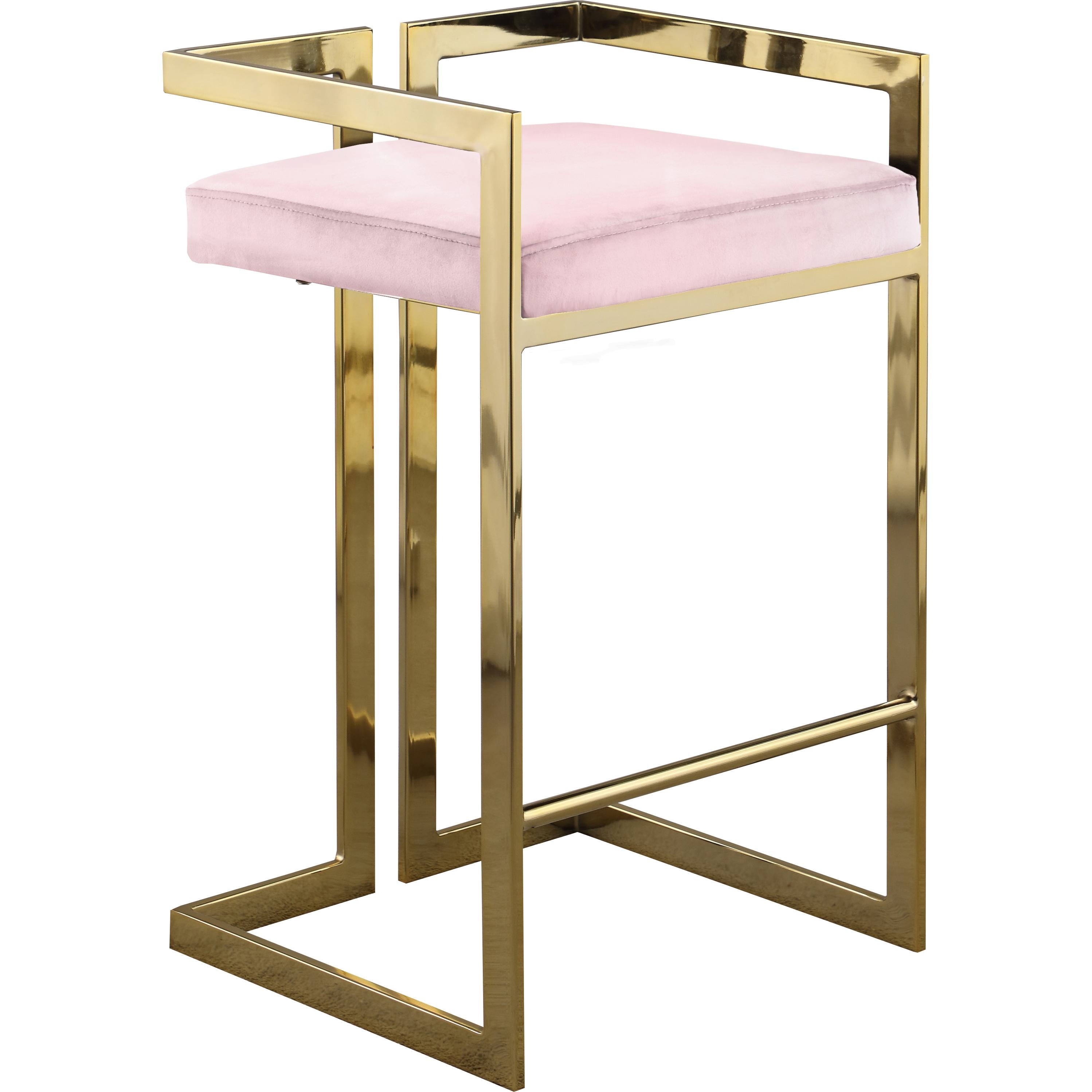 Meridian Ezra Pink Velvet Stool