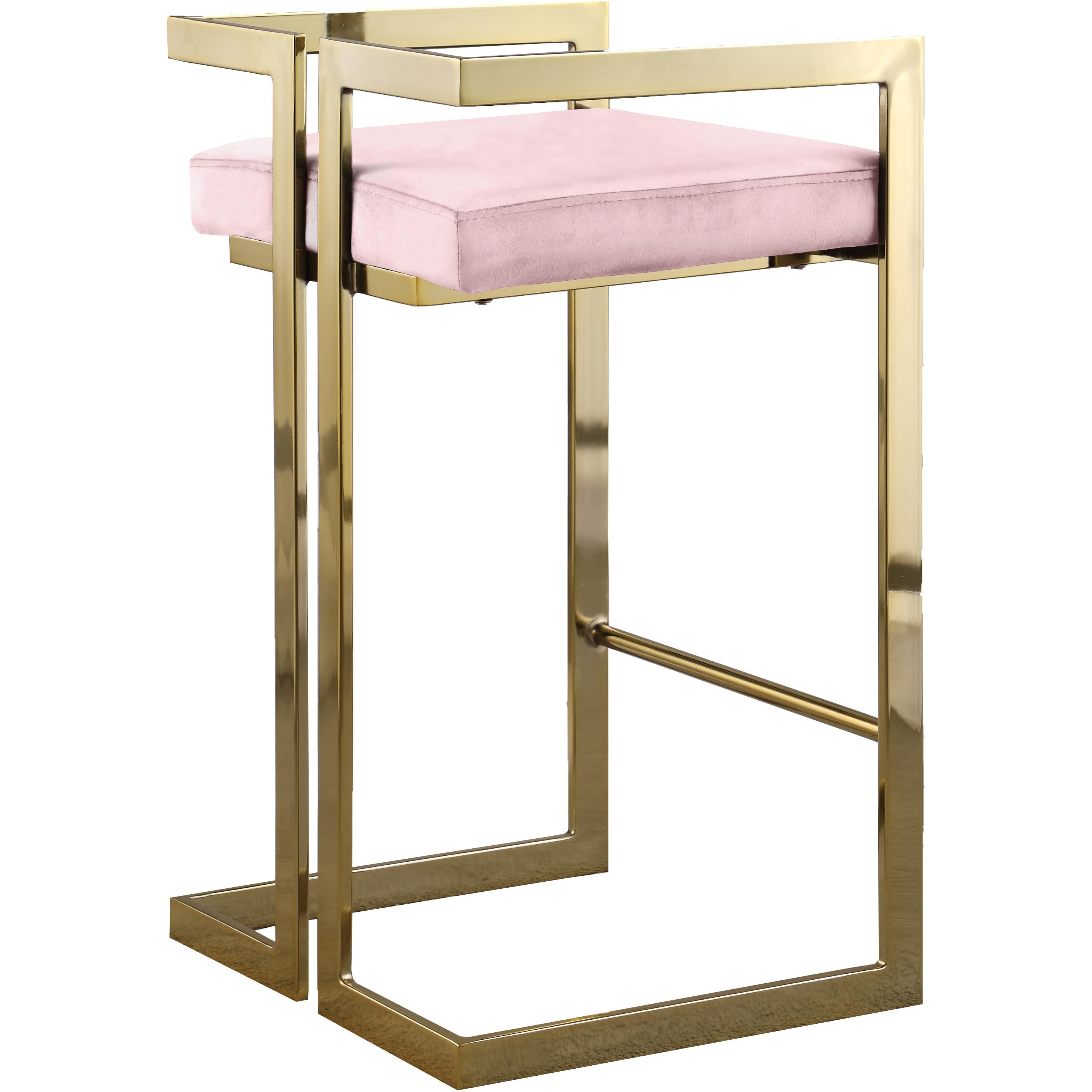Meridian Ezra Pink Velvet Stool