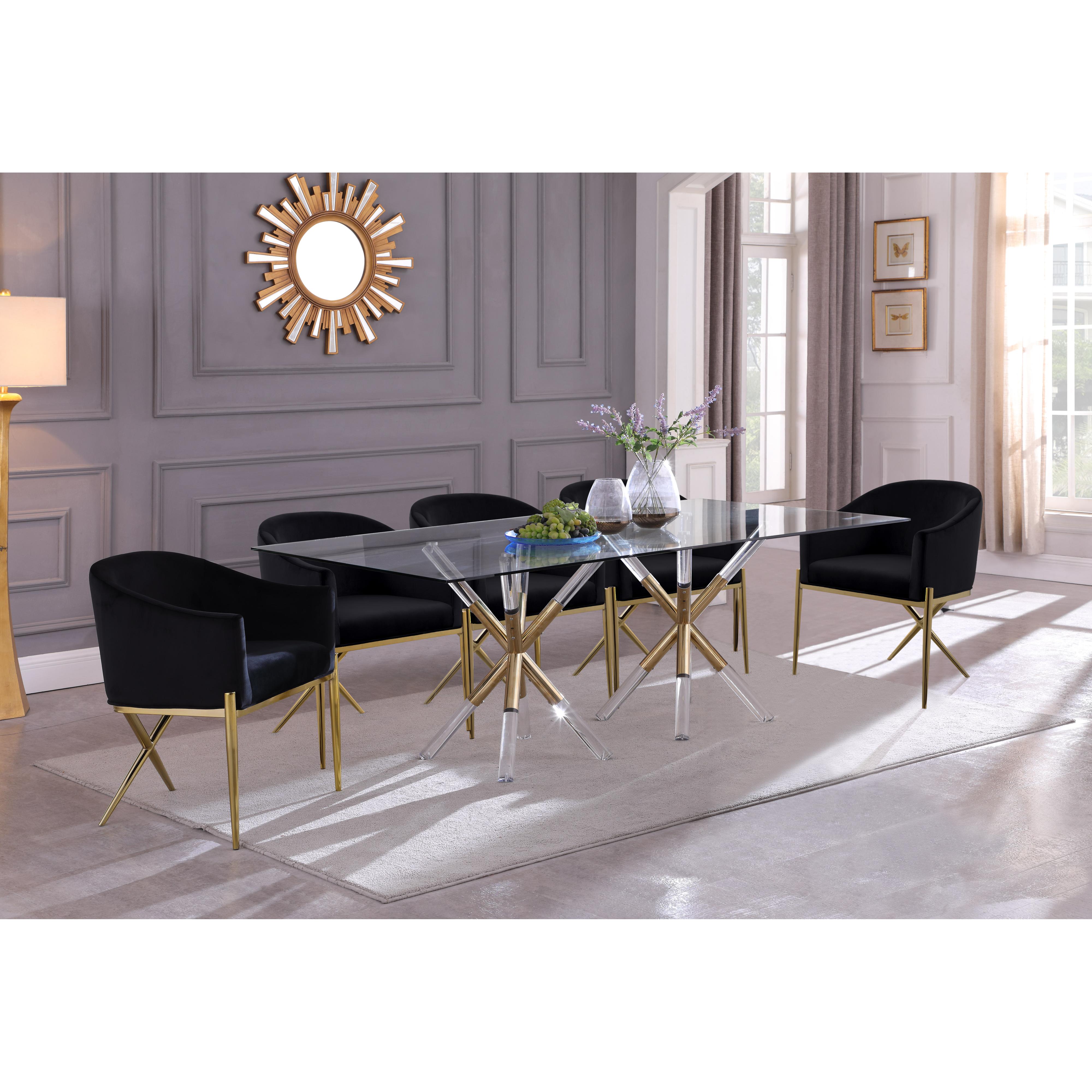 Meridian Mercury Acrylic/Gold Dining Table