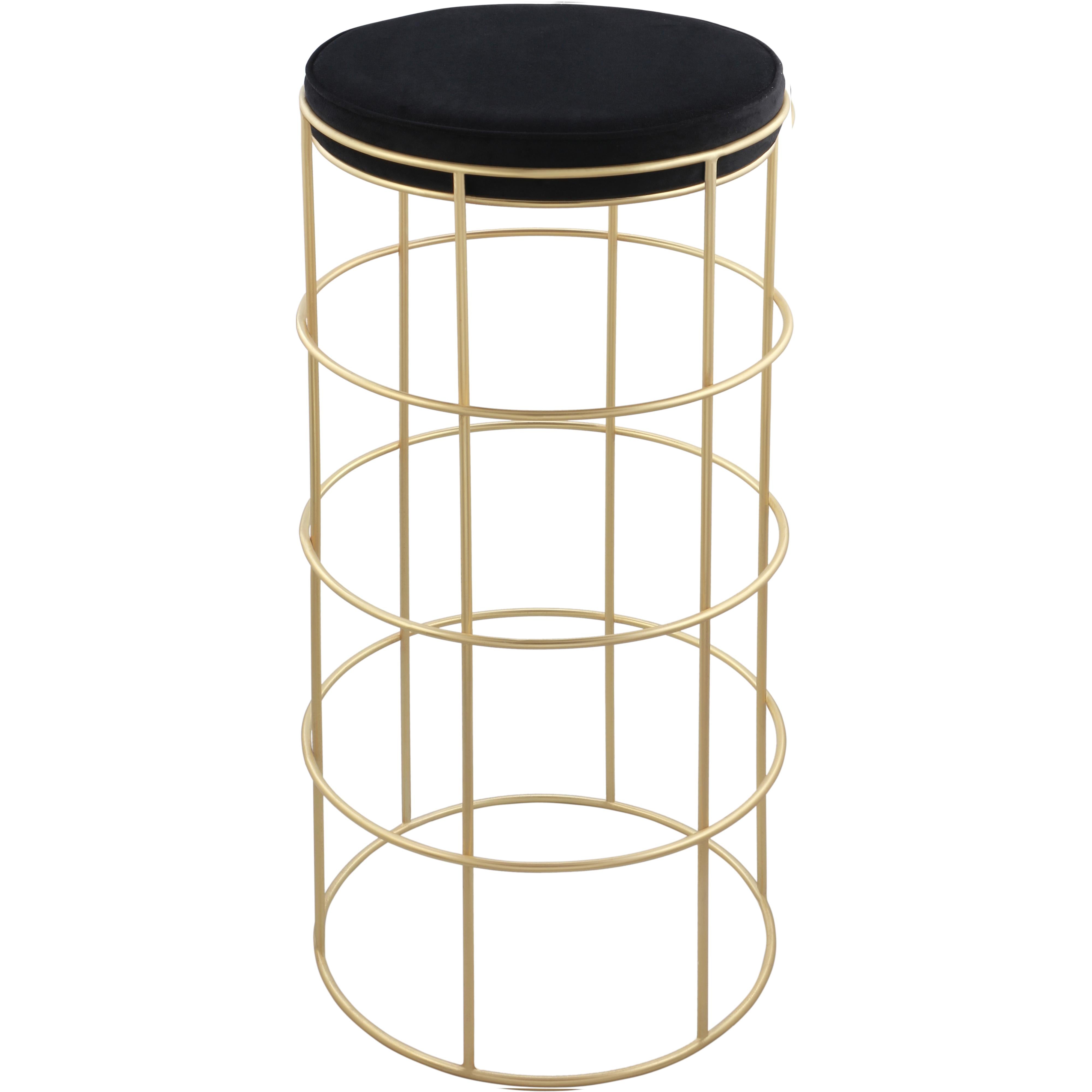 Meridian Rebar Black Velvet Bar Stool