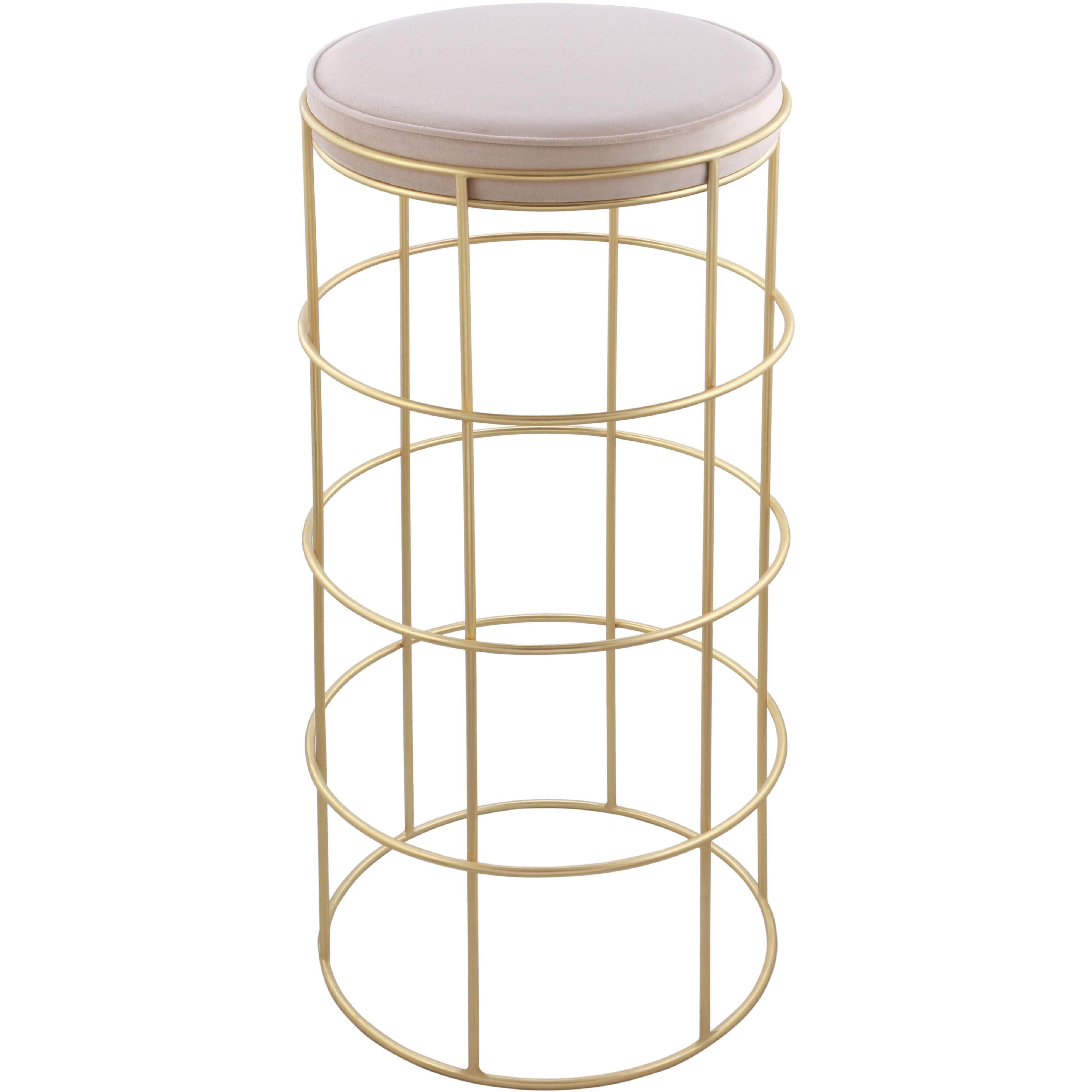 Meridian Rebar Cream Velvet Bar Stool