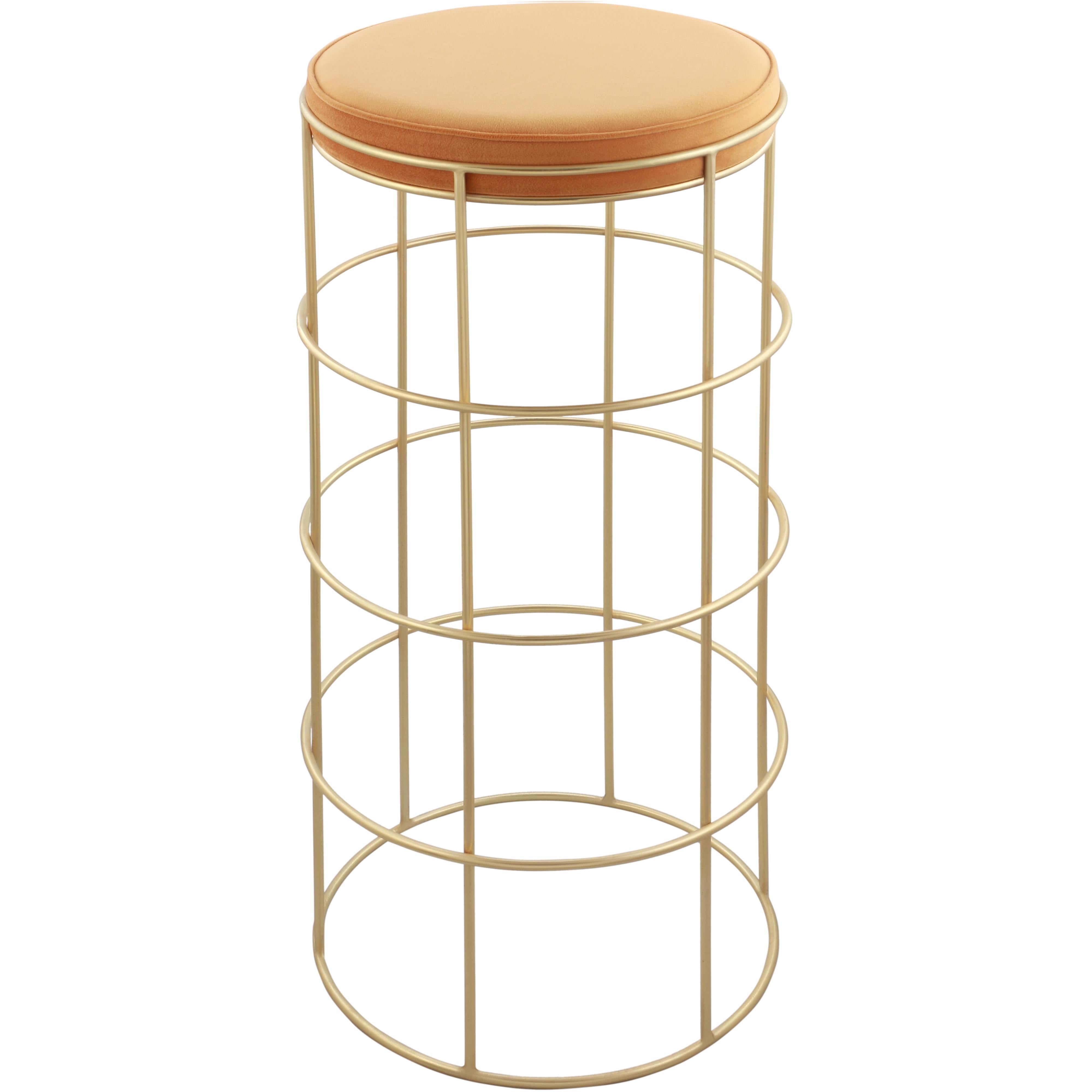 Meridian Rebar Mango Velvet Bar Stool