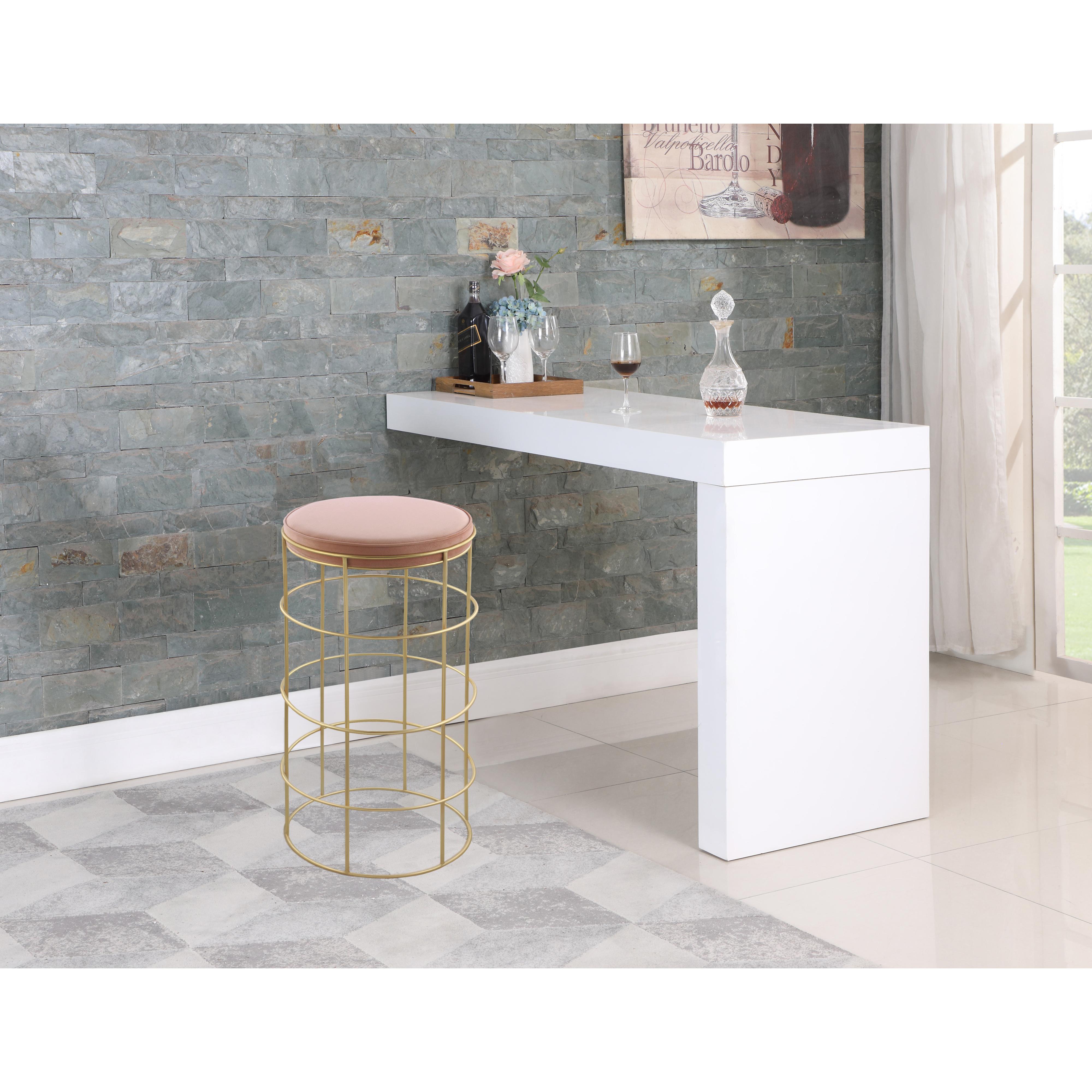 Meridian Rebar Pink Velvet Bar Stool