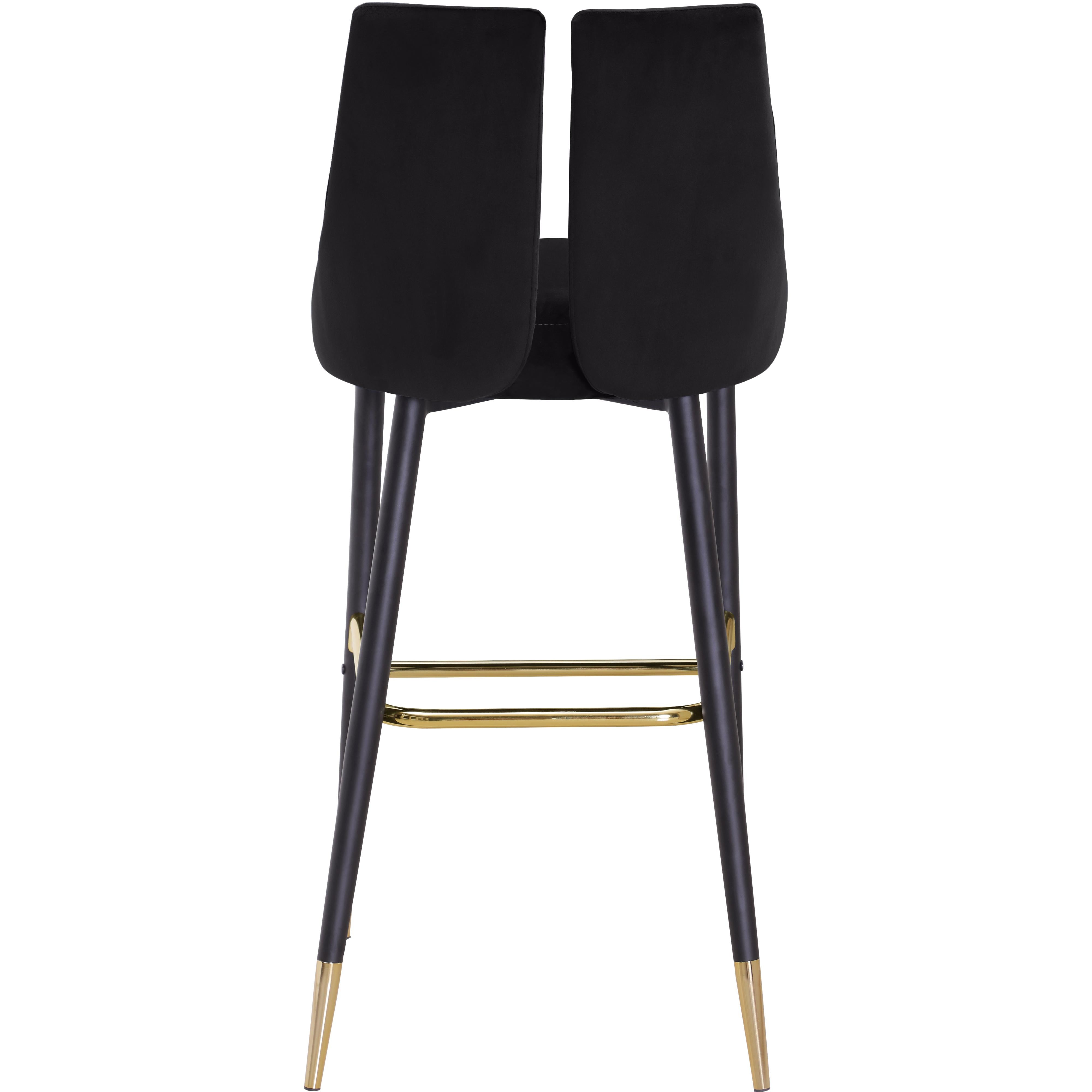 Meridian Sleek Black Velvet Stool
