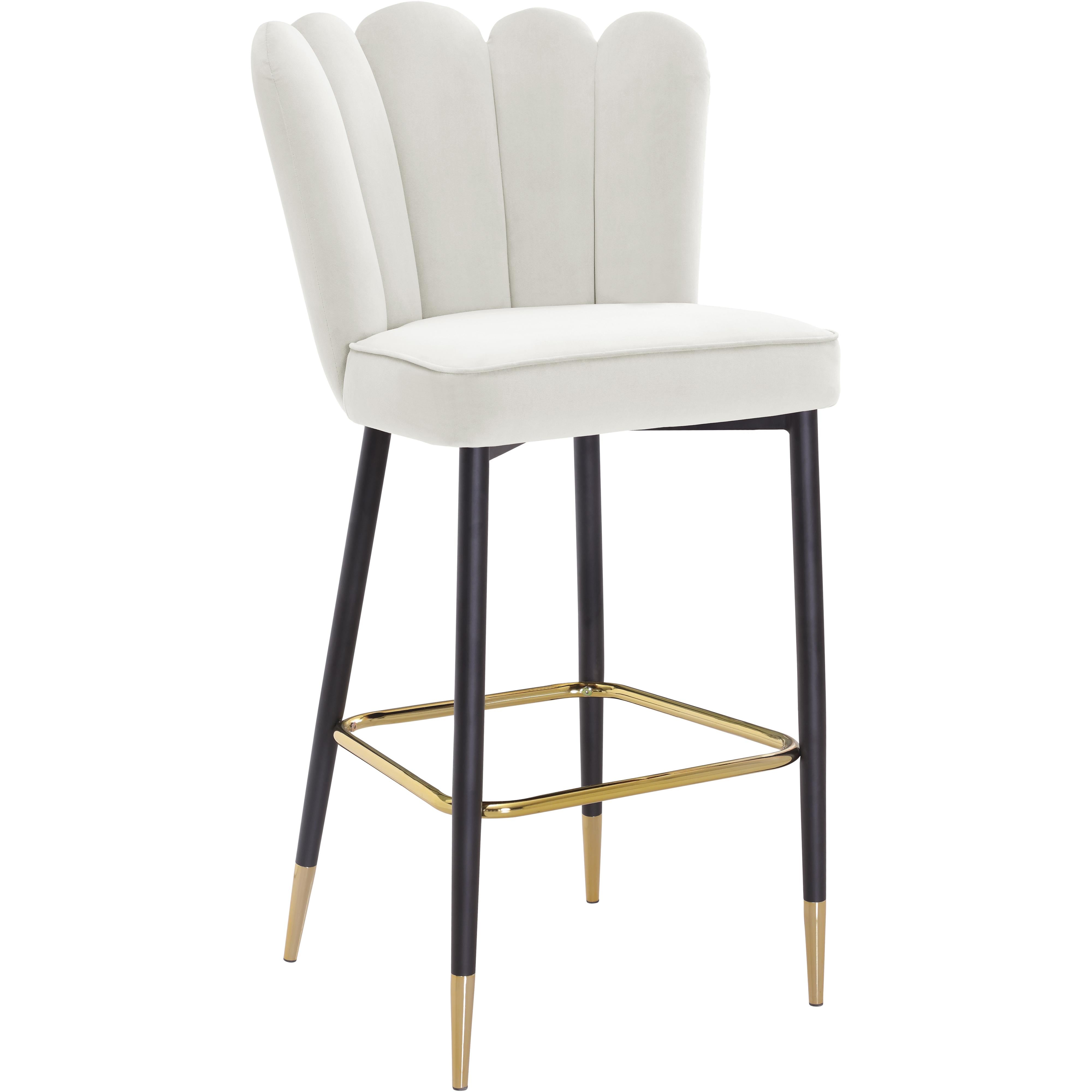 Meridian Lily Cream Velvet Stool