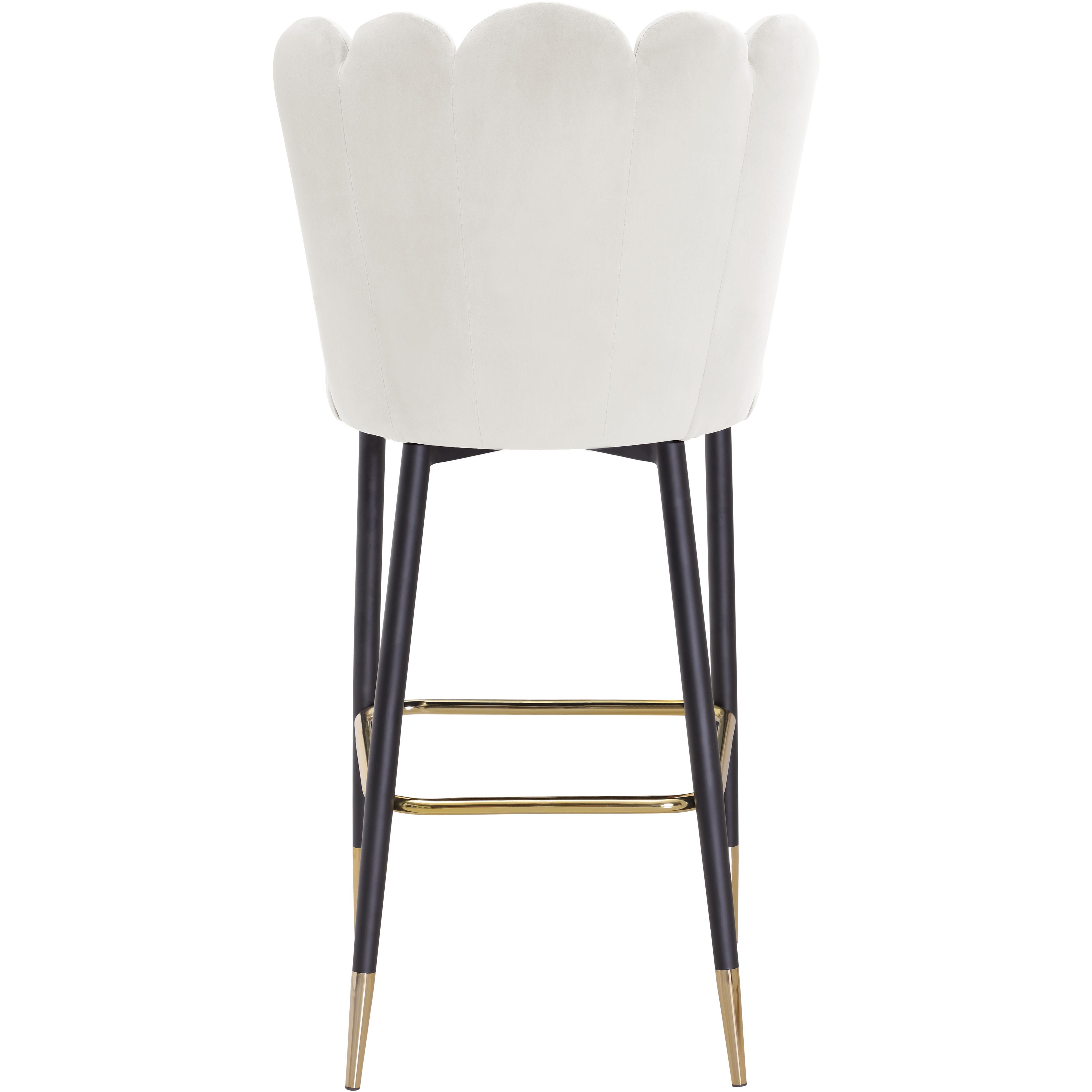 Meridian Lily Cream Velvet Stool