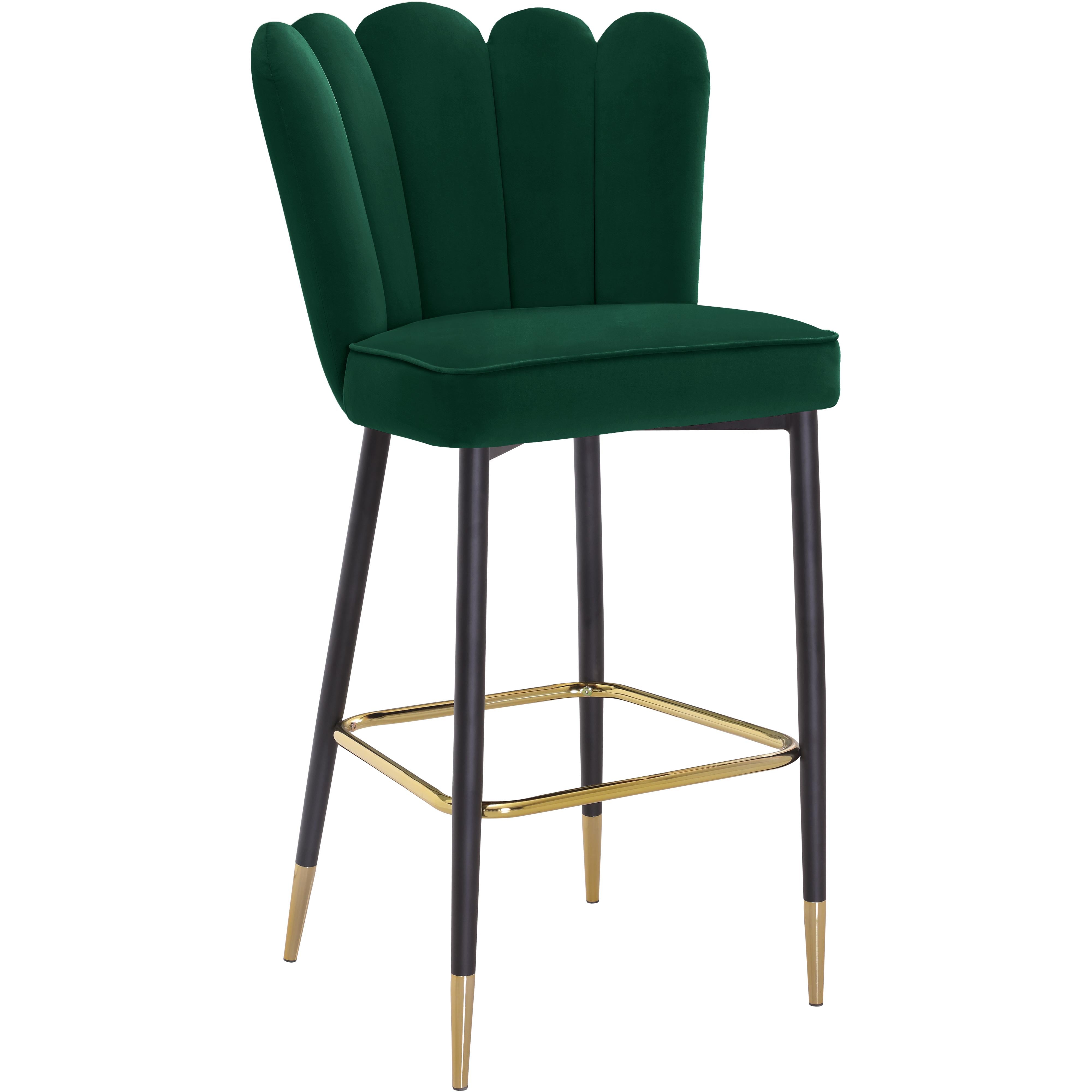 Meridian Lily Green Velvet Stool
