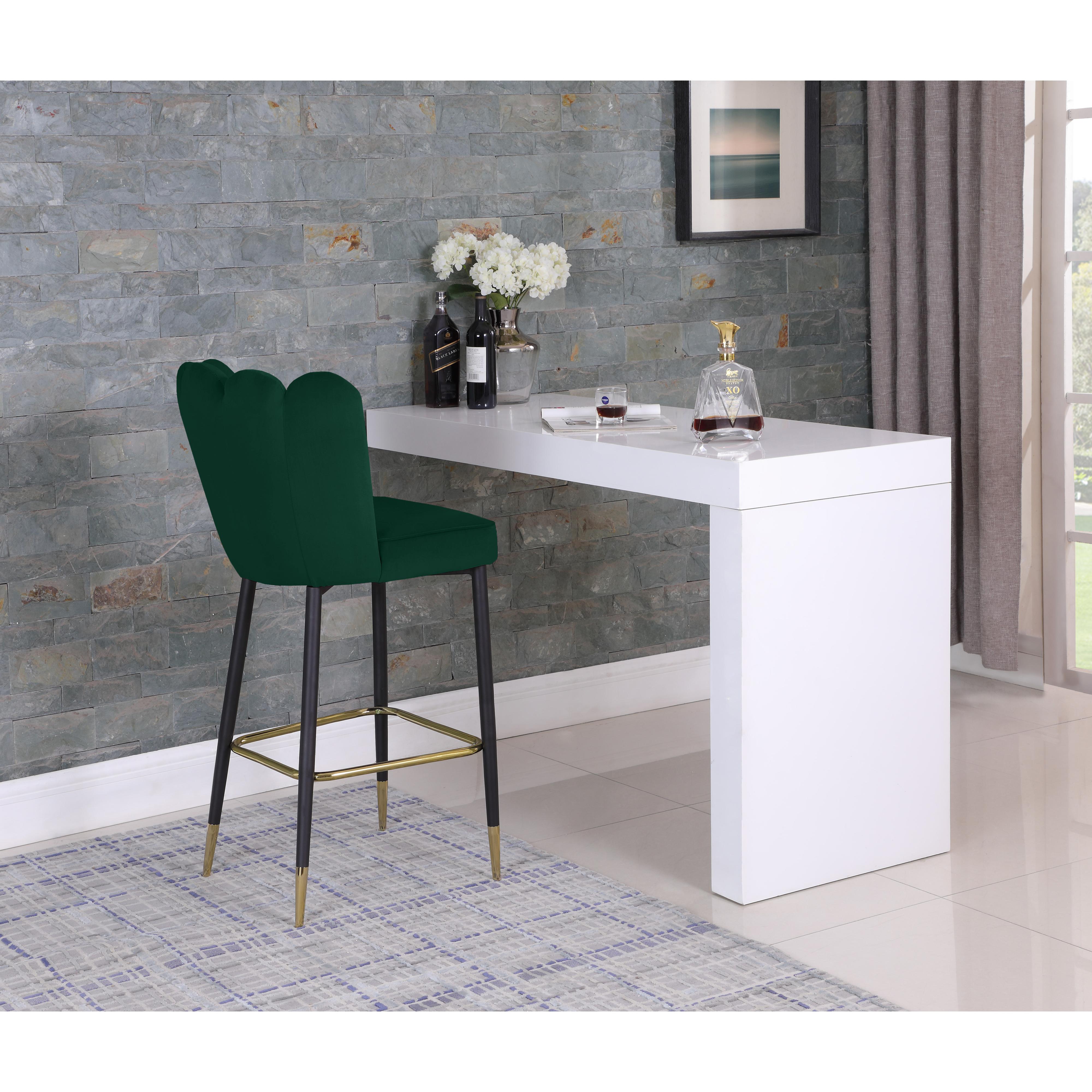 Meridian Lily Green Velvet Stool