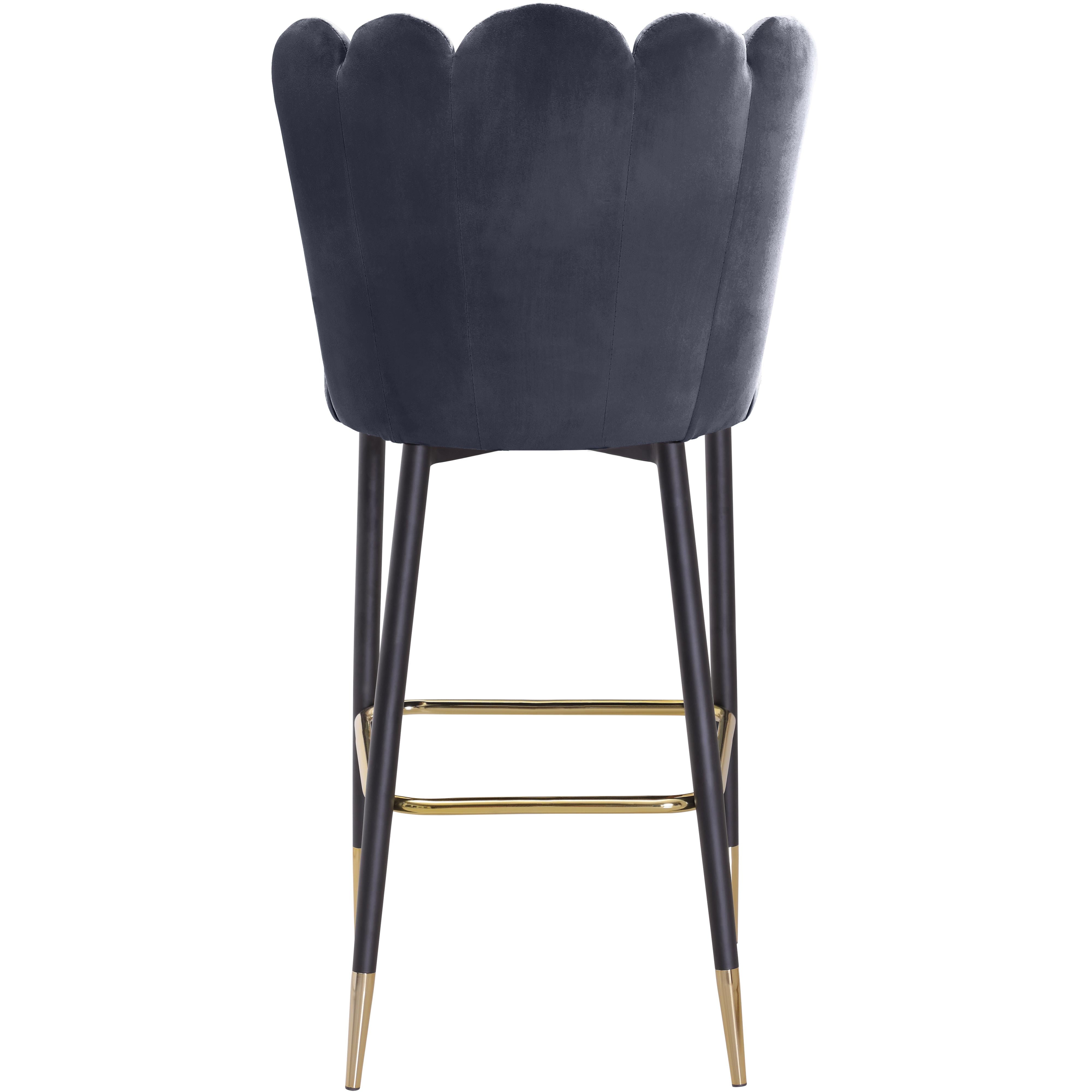 Meridian Lily Grey Velvet Stool