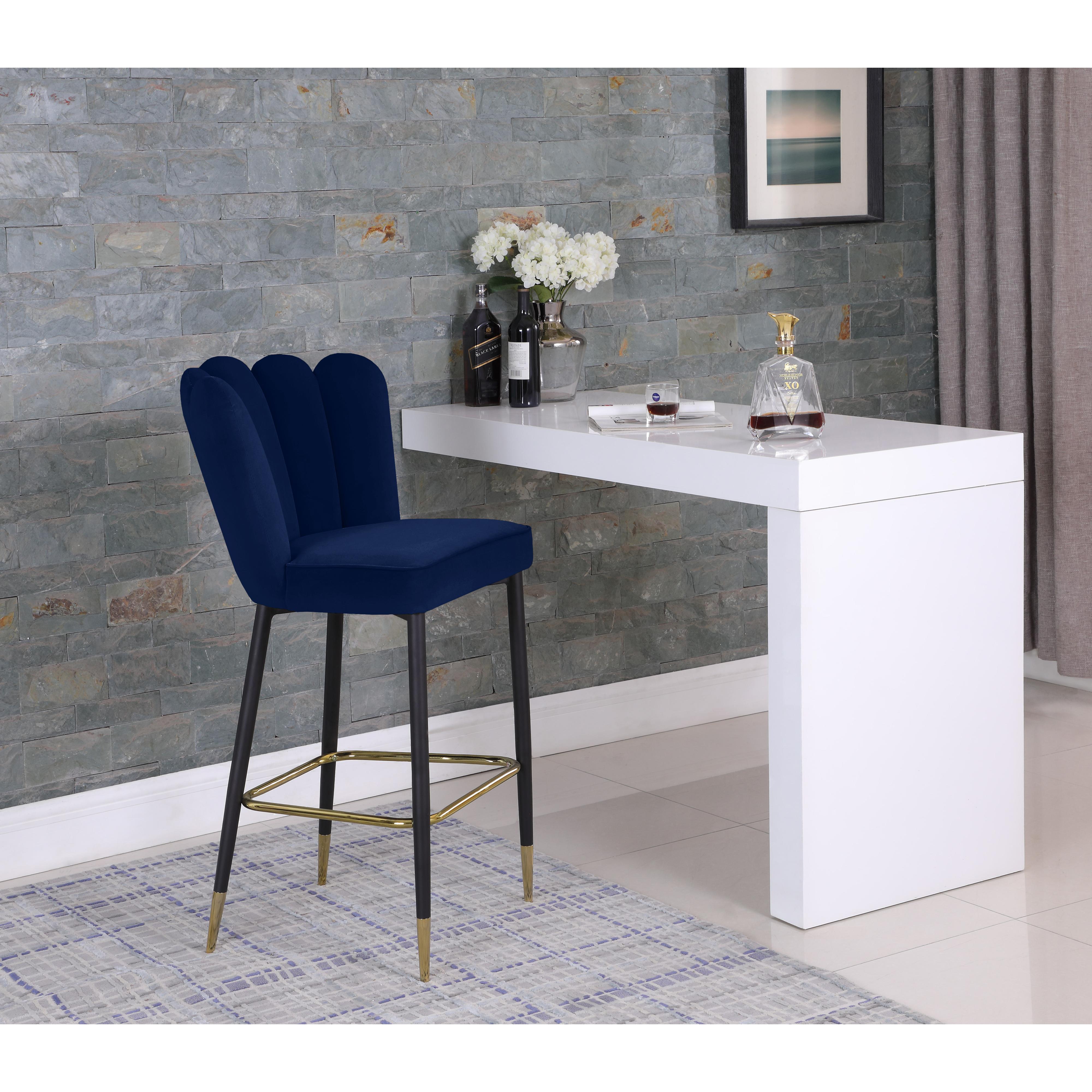 Meridian Lily Navy Velvet Stool