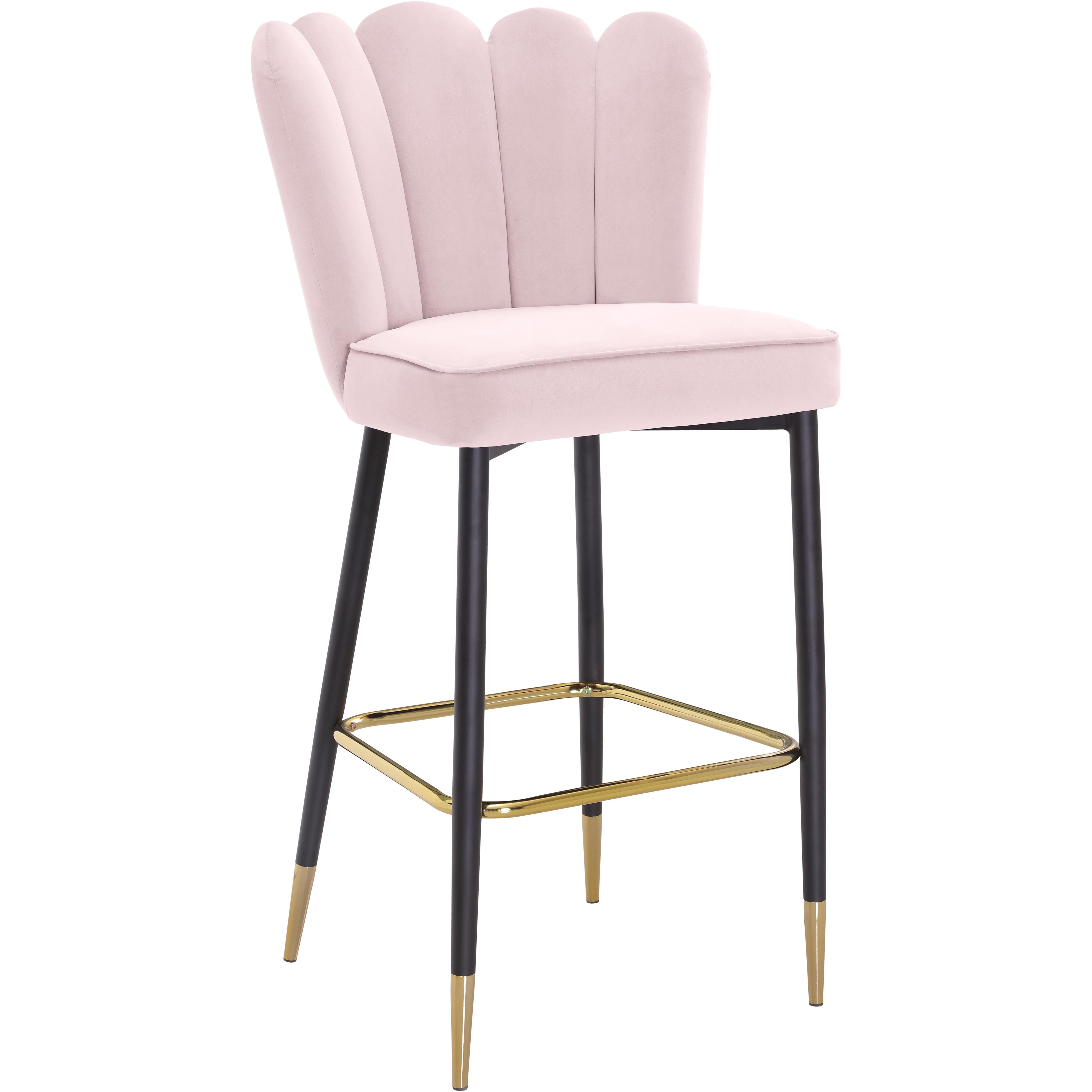 Meridian Lily Pink Velvet Stool
