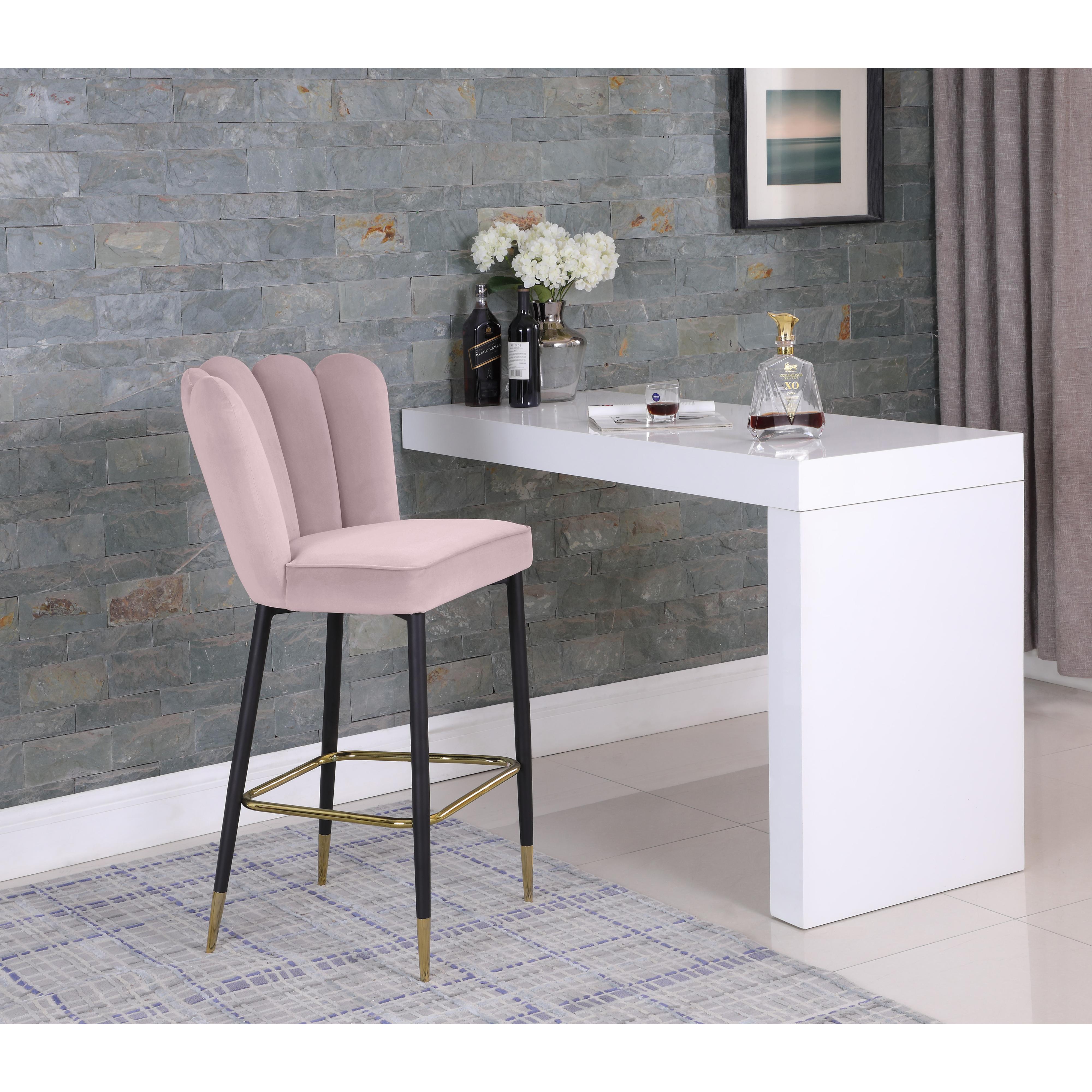 Meridian Lily Pink Velvet Stool