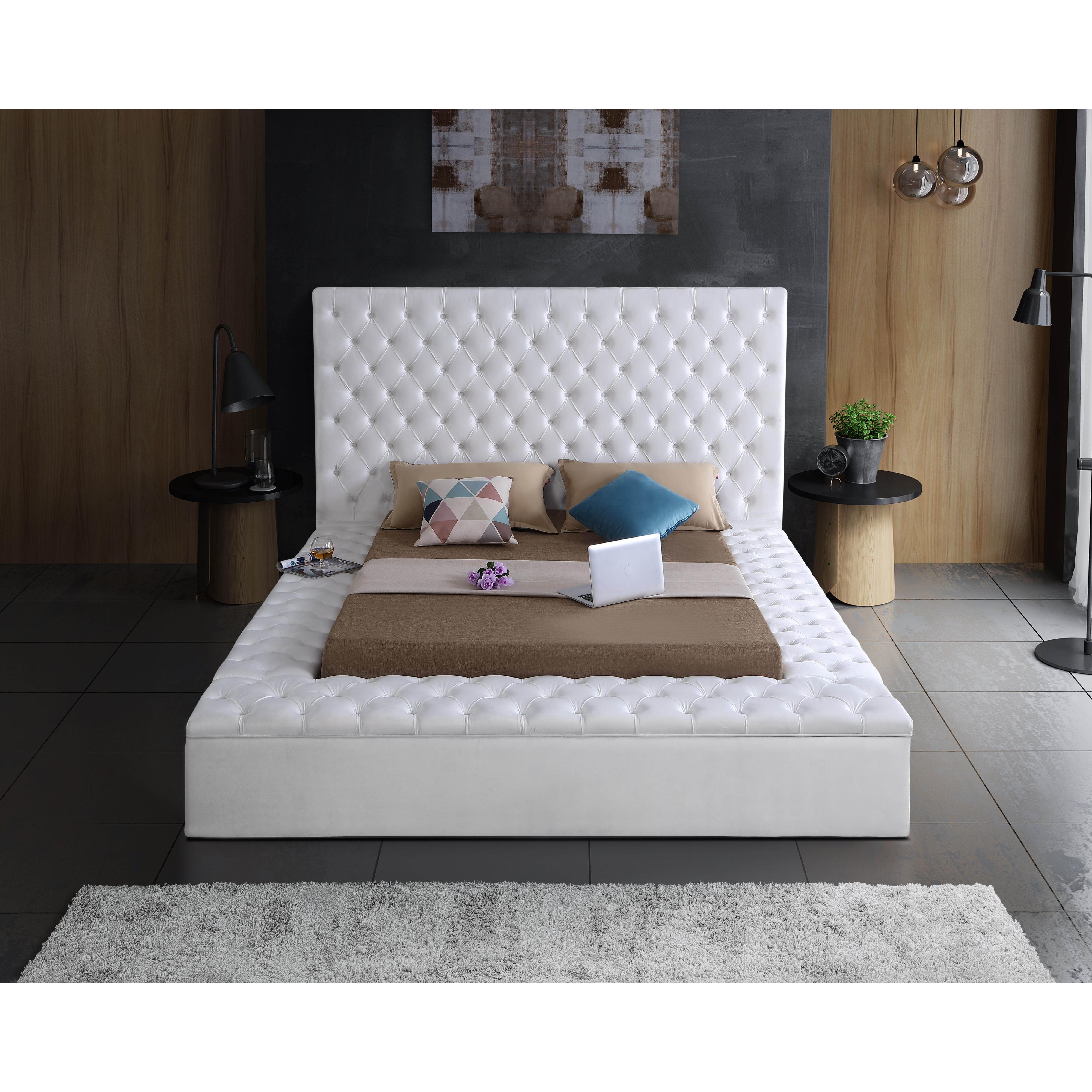 Meridian Bliss White Velvet Full Bed (3 Boxes)