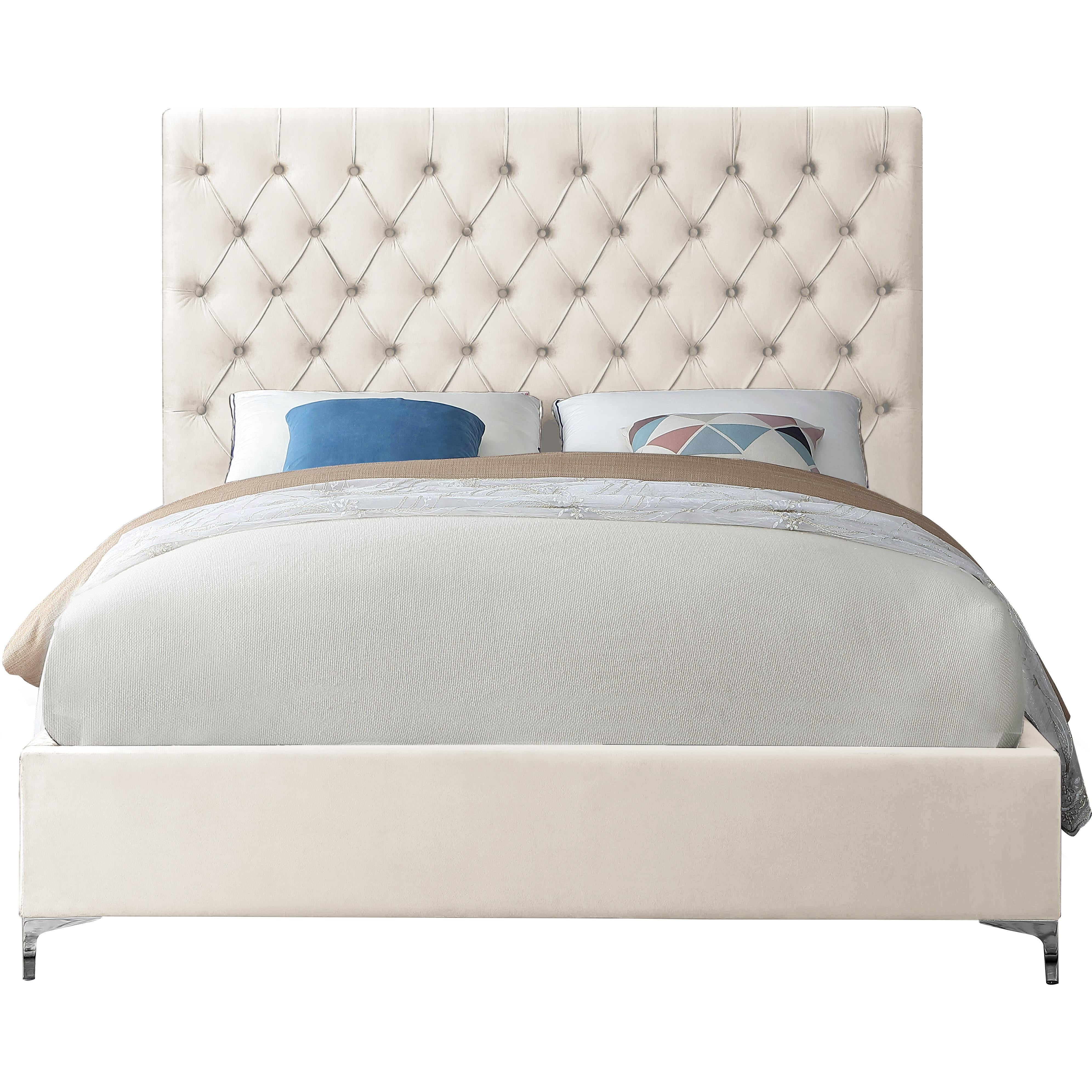 Meridian Cruz Cream Velvet King Bed