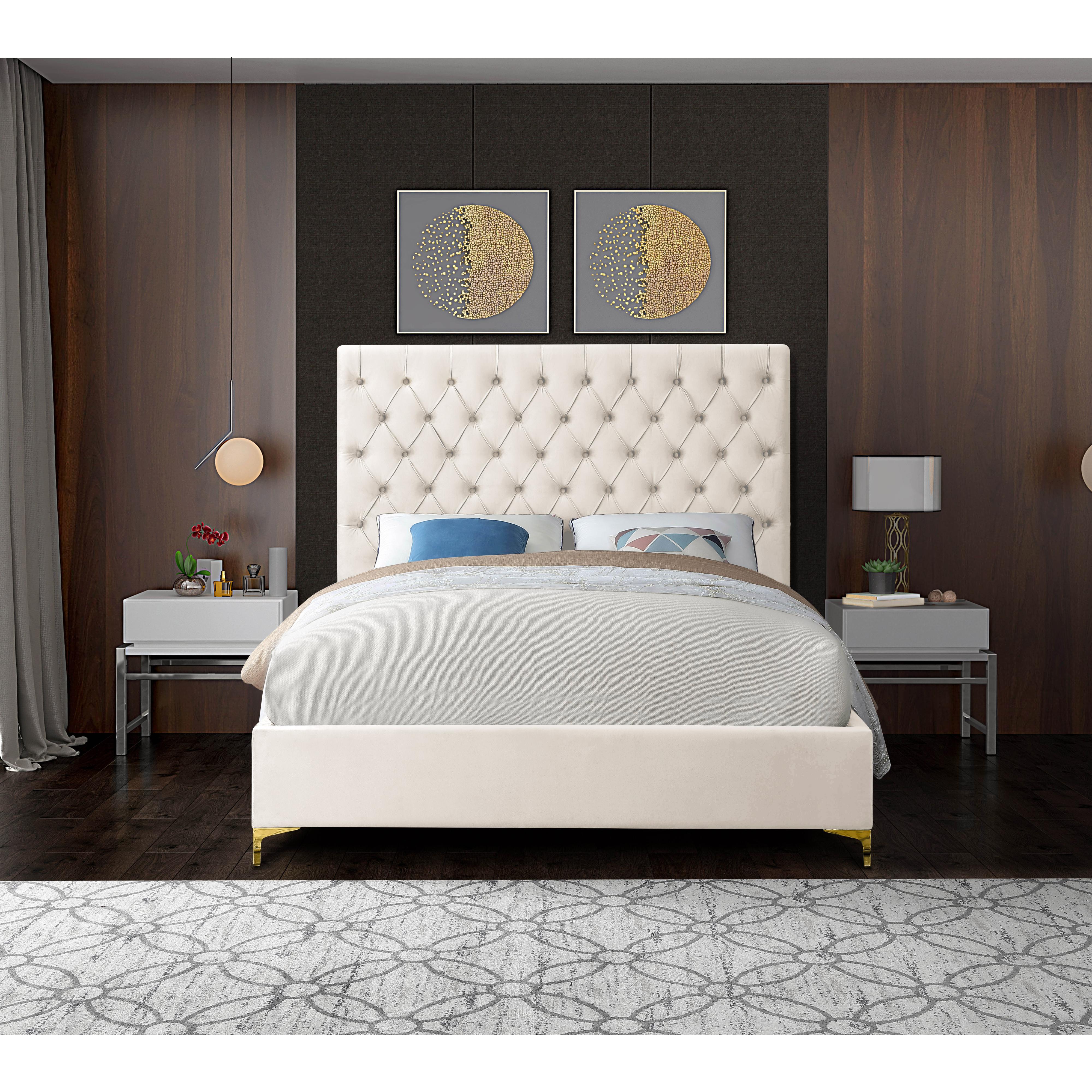 Meridian Cruz Cream Velvet King Bed